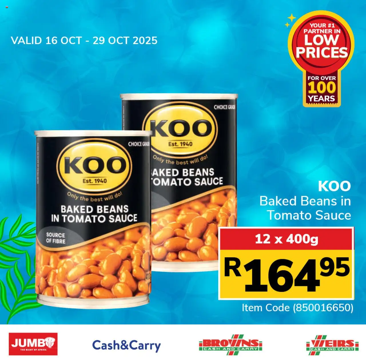 New Jumbo catalogue – valid from 16.10.2025 | Page: 2 | Products: Beans, Baked beans, Tomato sauce, Sauce