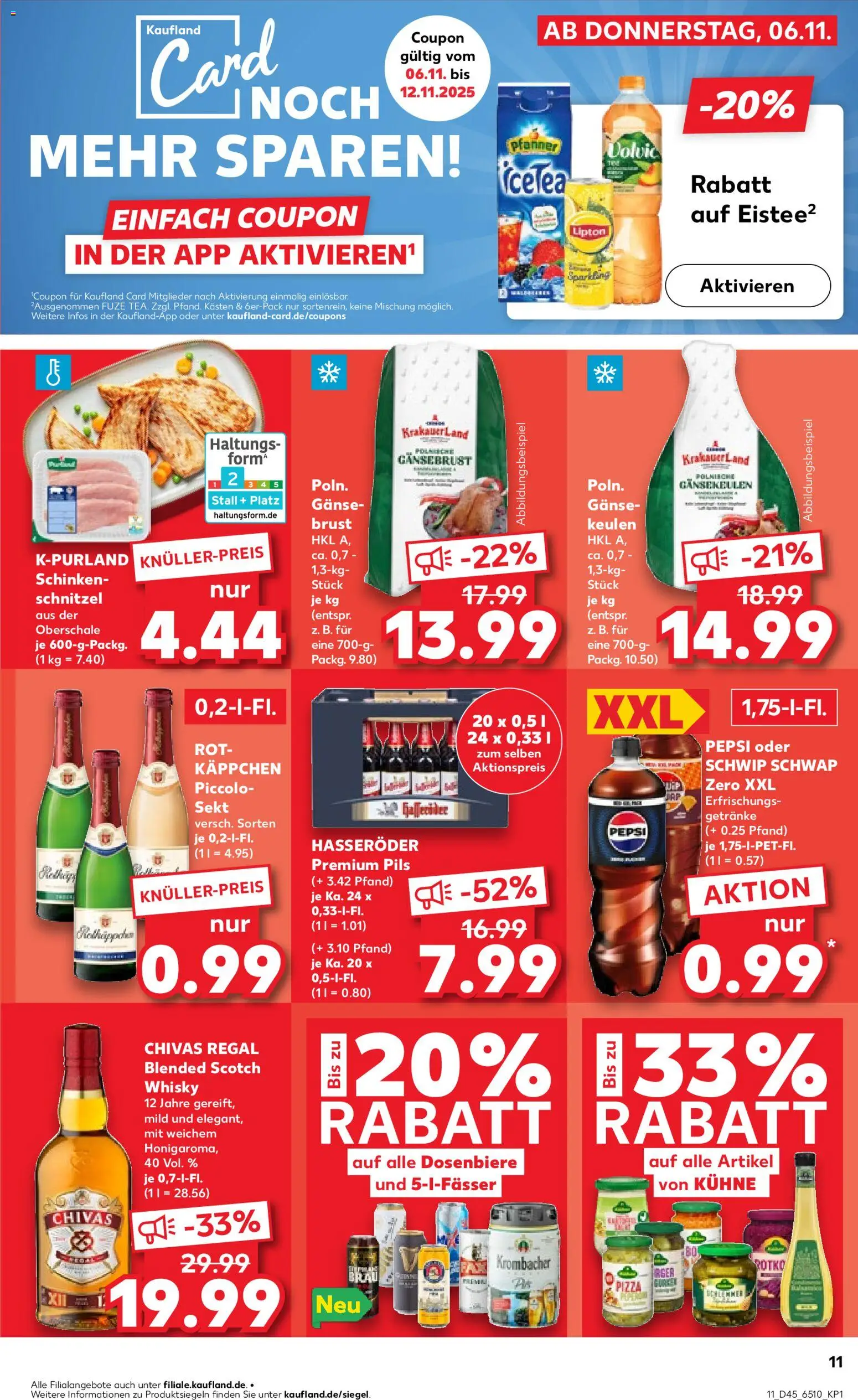 Kaufland prospekt Köln	 – gültig ab 06.11.2025 | Seite: 11 | Produkte: Whisky, Pepsi, Pizza, Volvic