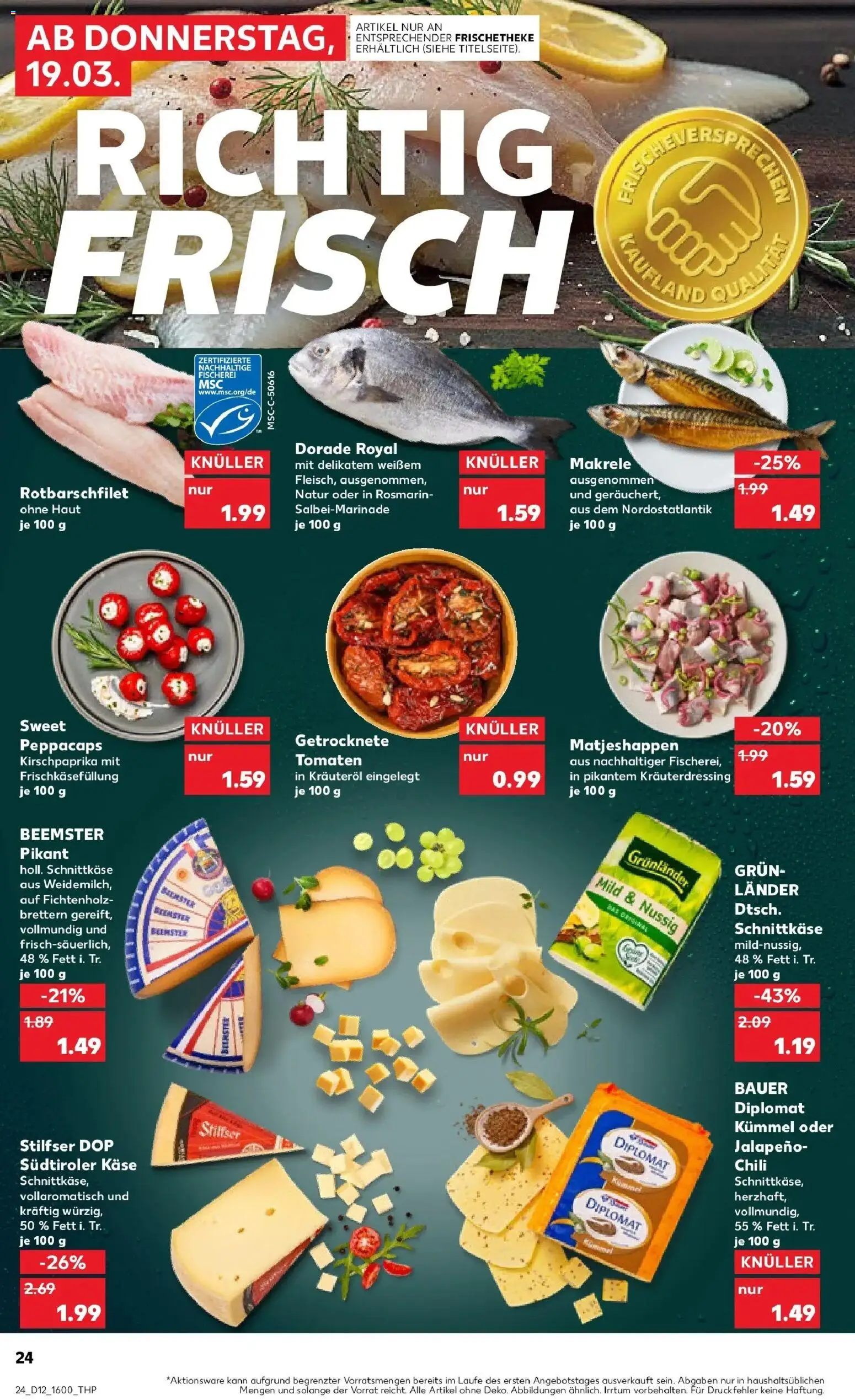 Kaufland Prospekt Soest	 – gültig ab 19.03.2026 | Seite: 24 | Produkte: Dorade, Käse, Tomaten, Chili