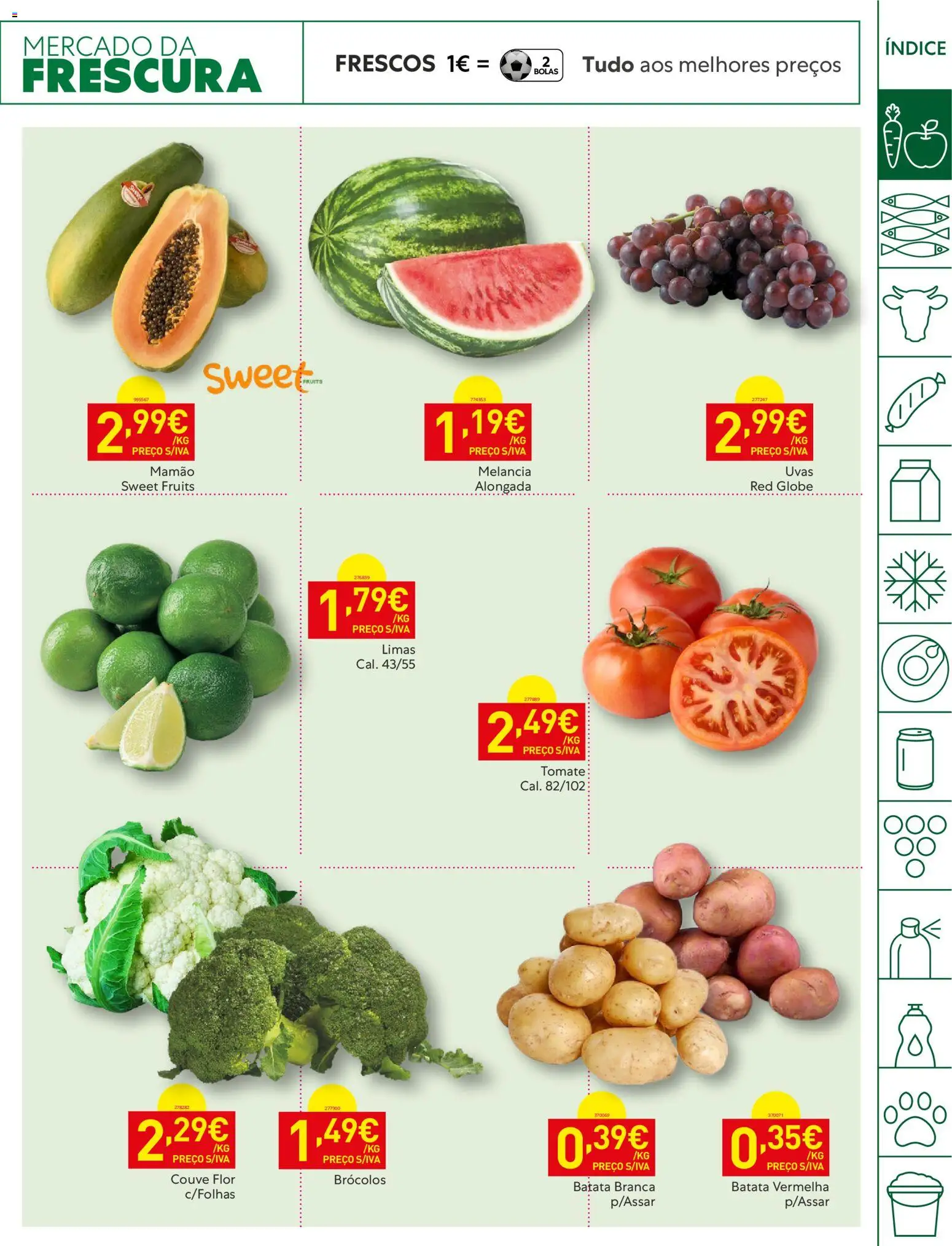 Recheio folheto │ válido de 28.04.2026 | Página: 3 | Produtos: Brócolos, Batata, Tomate, Mamão