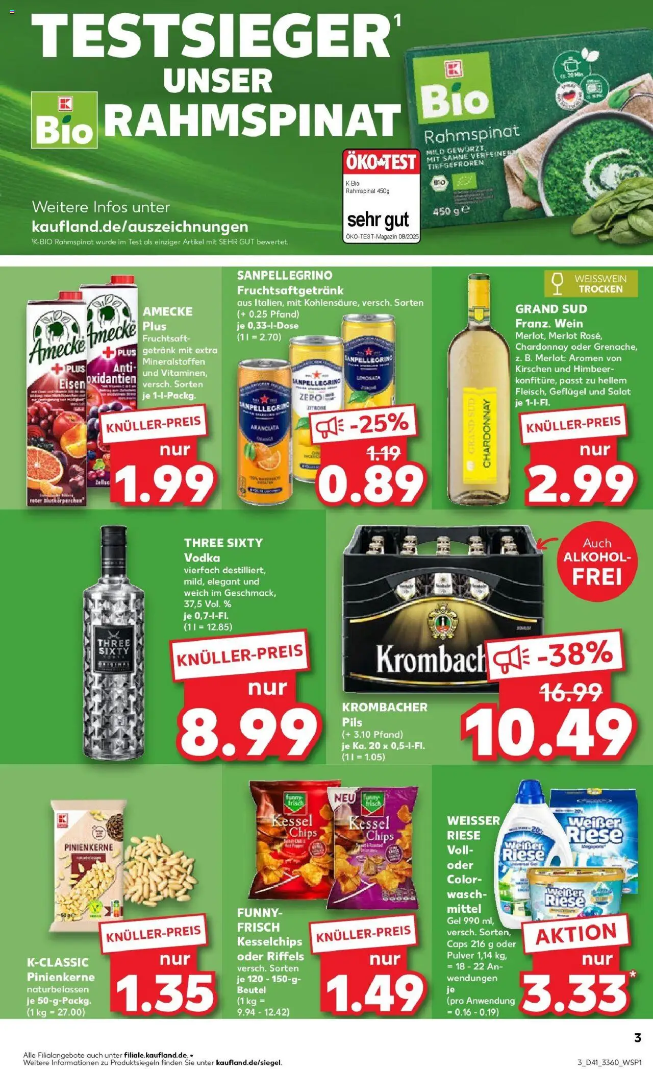 Kaufland prospekt Zossen	 – gültig ab 13.10.2025 | Seite: 3 | Produkte: Weißwein, Krombacher, Chips, Sahne