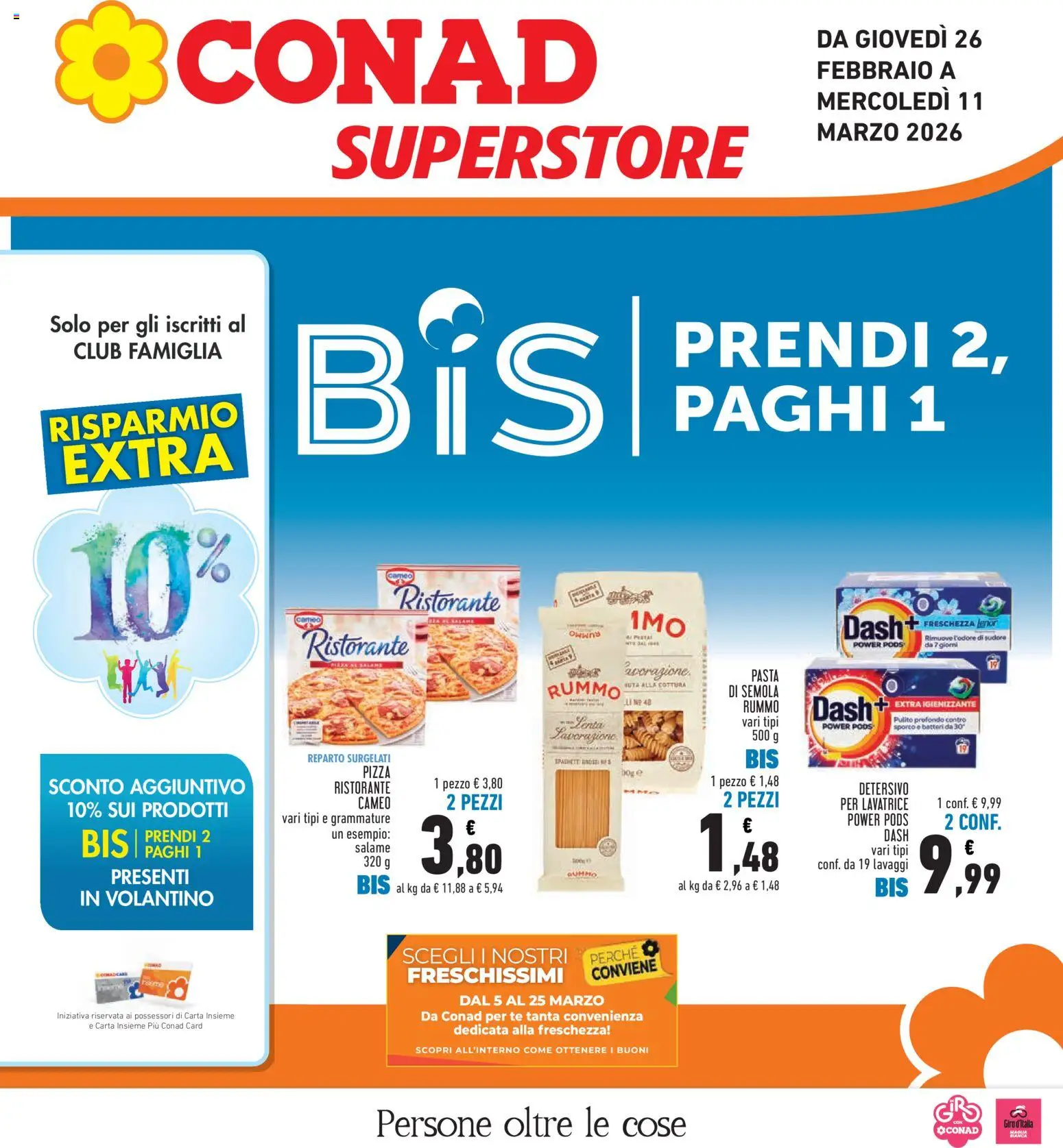 Volantino Conad del 26.02.2026 | Pagina: 1 | Prodotti: Salame, Pizza, Tè, Pasta