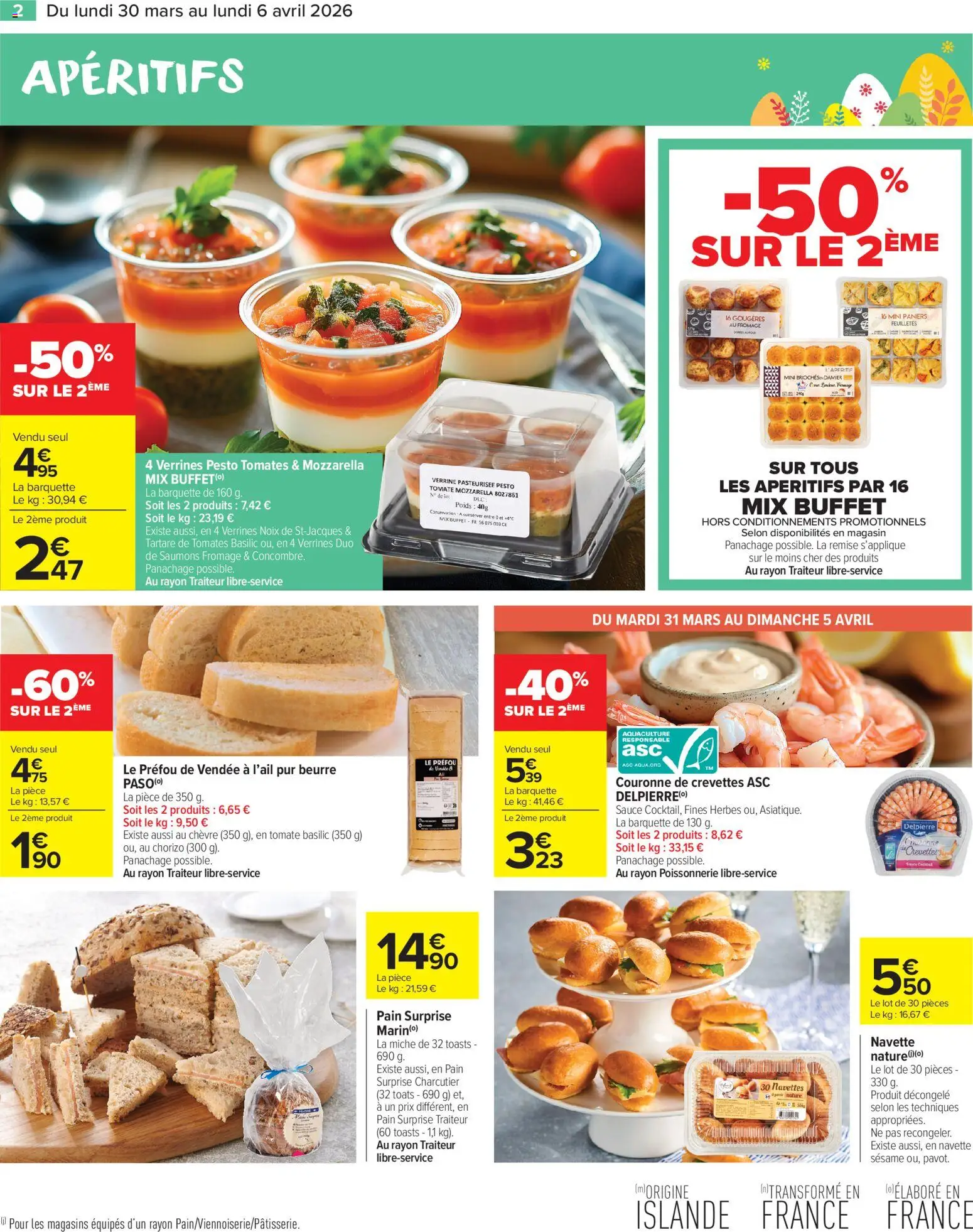 {H1} | Page: 4 | Produits: Pain surprise, Mozzarella, Pesto, Fromage