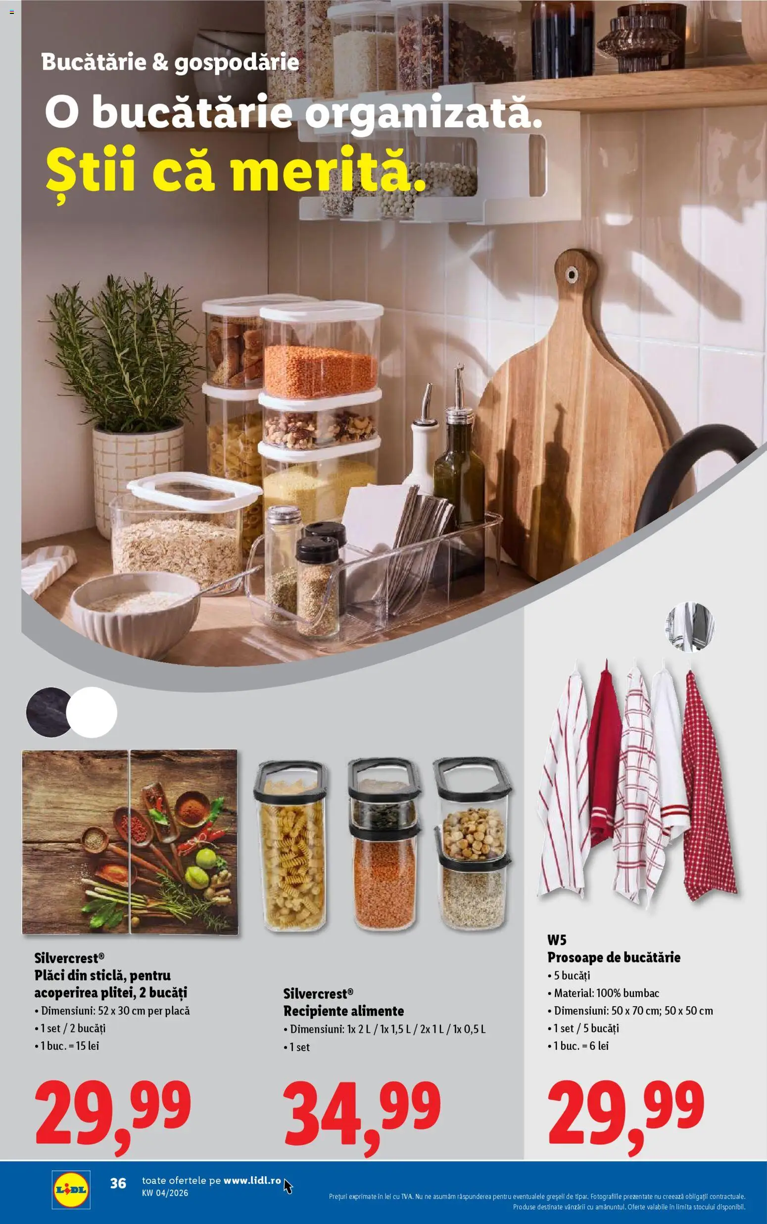 Noul catalog Lidl – valabil de la 19.01.2026 | Pagină: 36 | Produse: Prosoape de bucătărie, Bucătărie, Recipiente