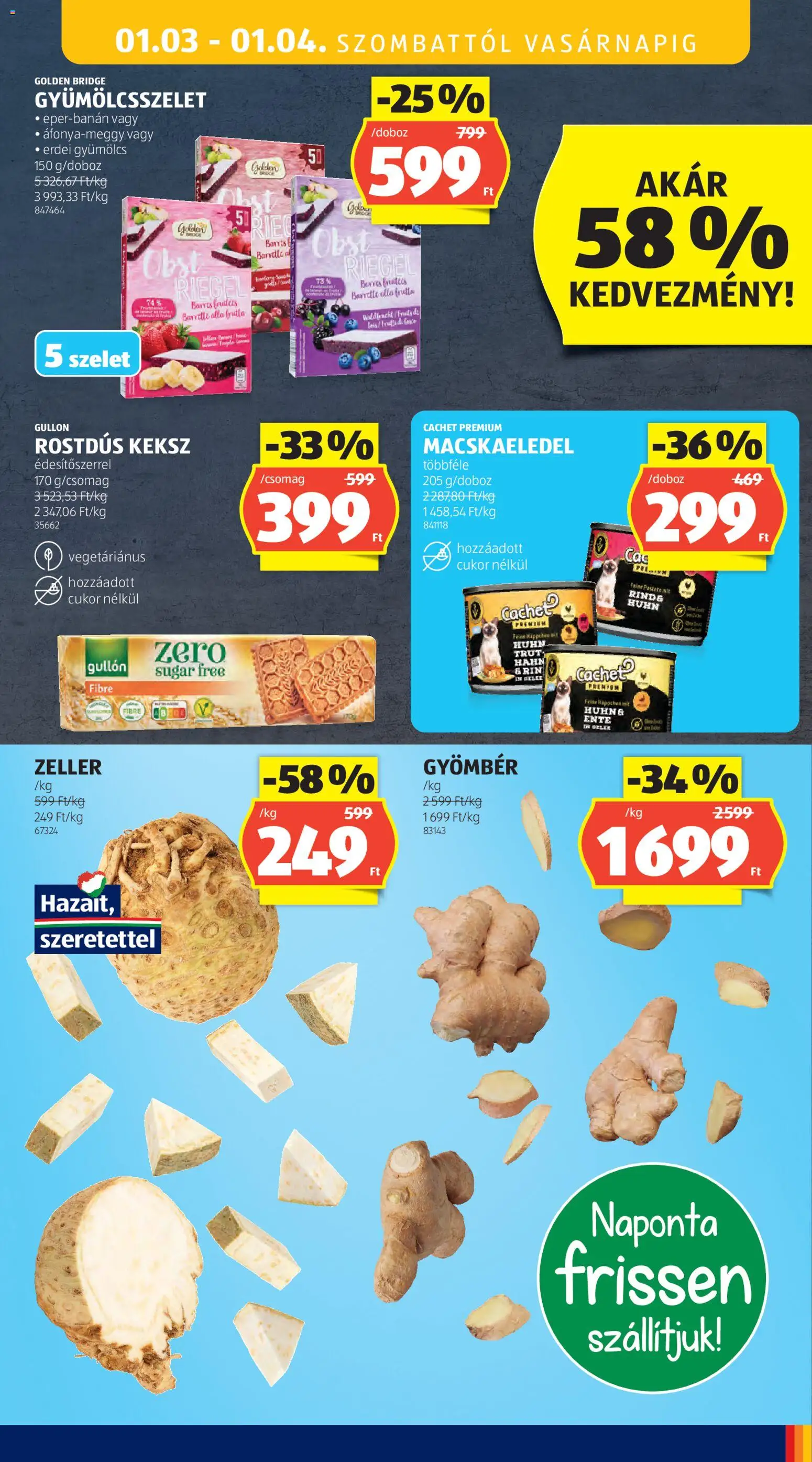 Aldi akciós ujság - amely érvényes a következő dátumtól: 02.01.2026 | Oldal: 25 | Termékek: Macskaeledel, Zeller, Gyömbér, Keksz
