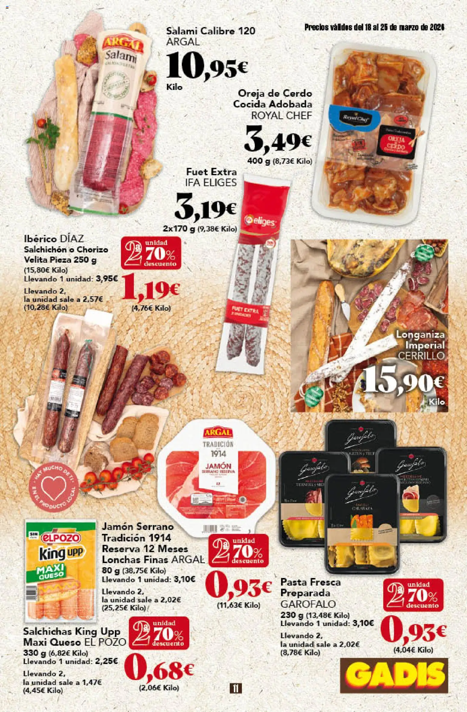 Gadis - folleto │ válido desde el 18.03.2026 | Página: 11 | Productos: Jamón serrano, Queso, Pasta, Longaniza