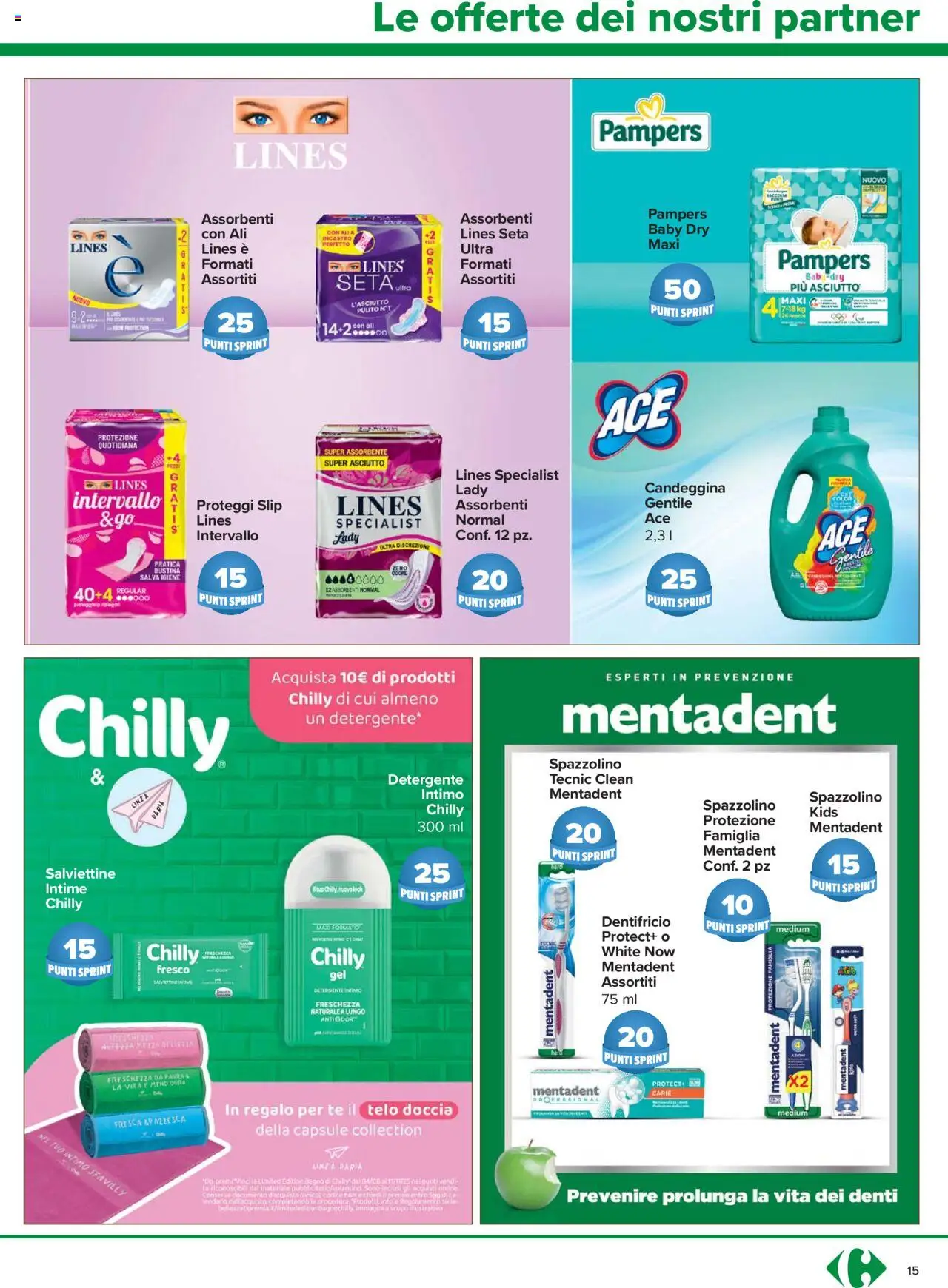 Volantino Carrefour del 21.08.2025 | Pagina: 15 | Prodotti: Detergente intimo, Detergente, Fan, Bagno