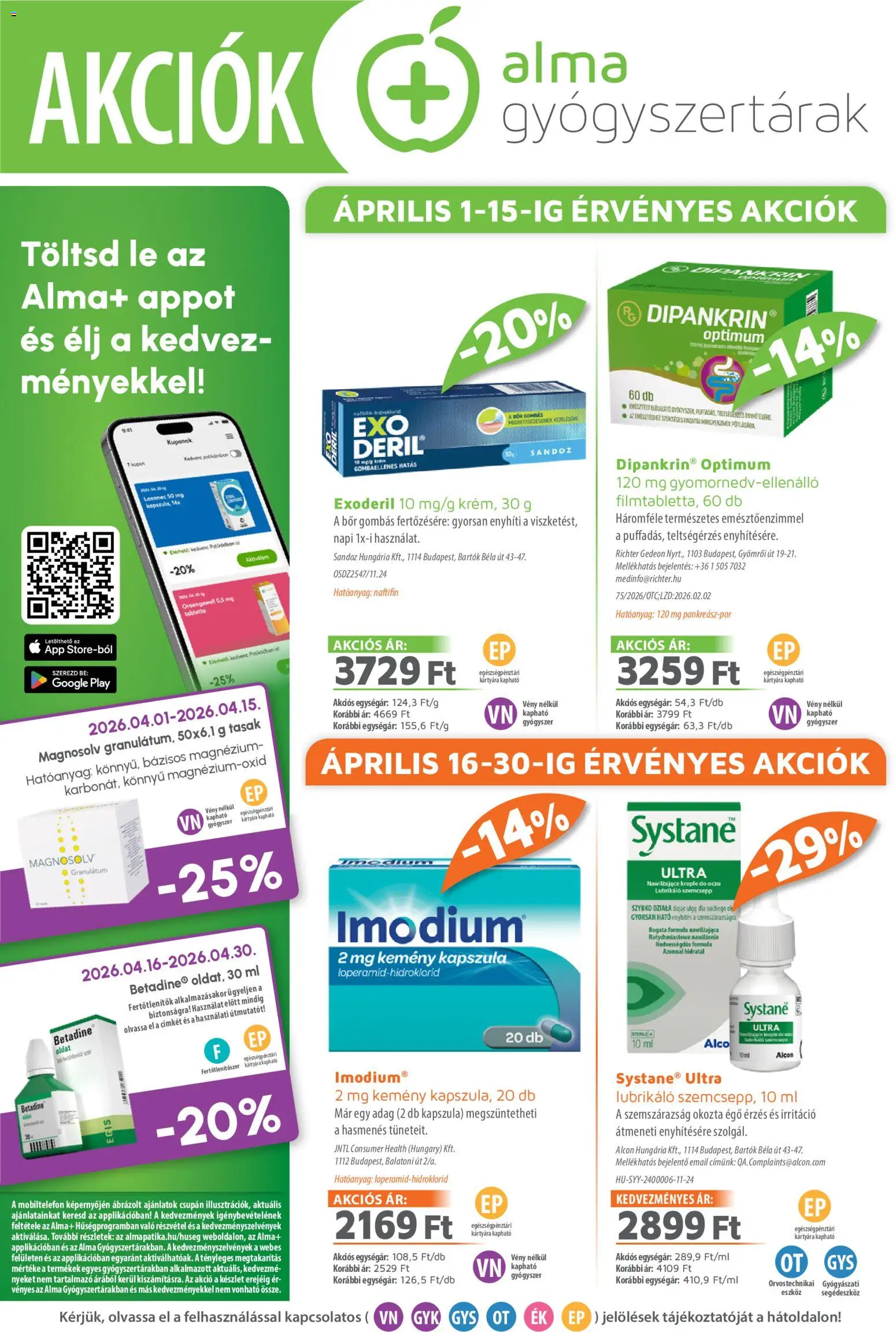Alma Gyógyszertárak akciós ujság - amely érvényes a következő dátumtól: 01.04.2026 | Oldal: 1 | Termékek: Bor, Alma