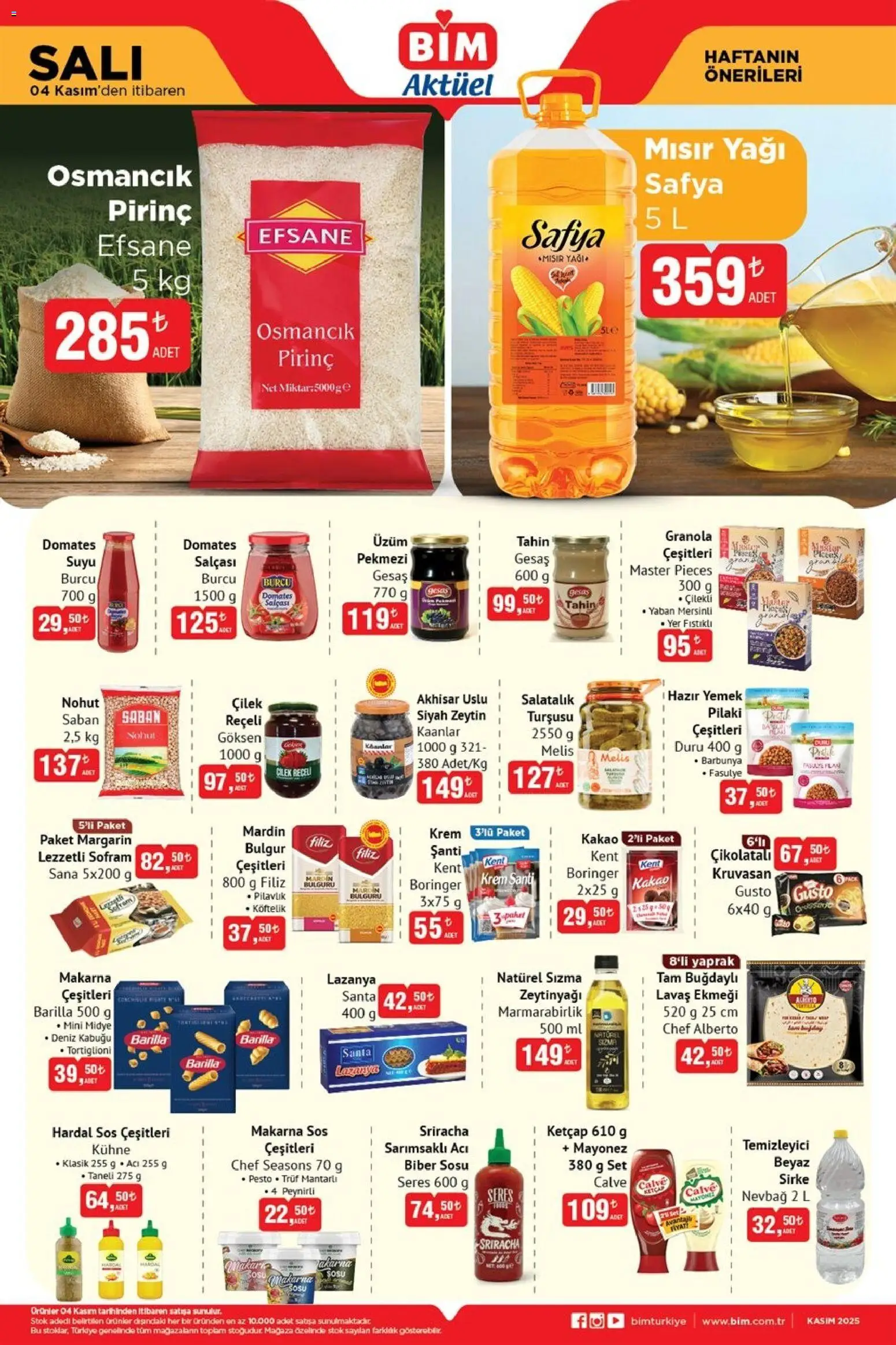 BİM Katalog Salı - 04.11.2025 tarihinden itibaren geçerlidir | Sayfa: 3 | Ürünler: Midye, Pirinç, Ketçap, Hazır yemek
