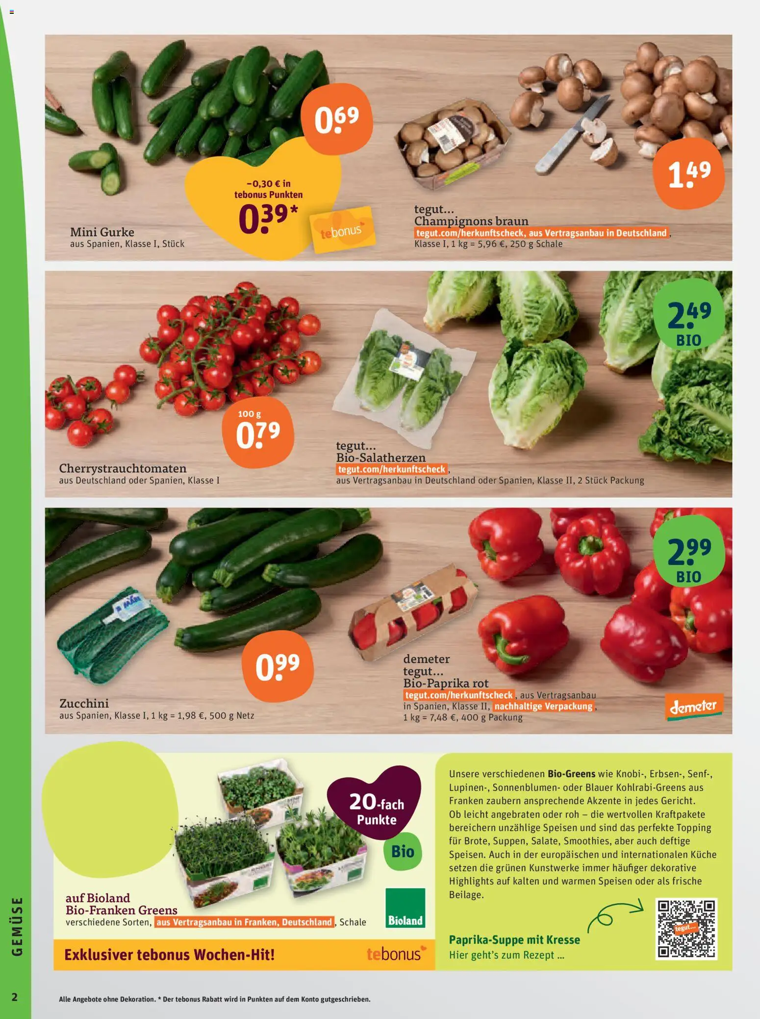 Tegut Prospekt 	 – gültig ab 03.11.2025 | Seite: 4 | Produkte: Küche, Champignons, Gemüse, Zucchini