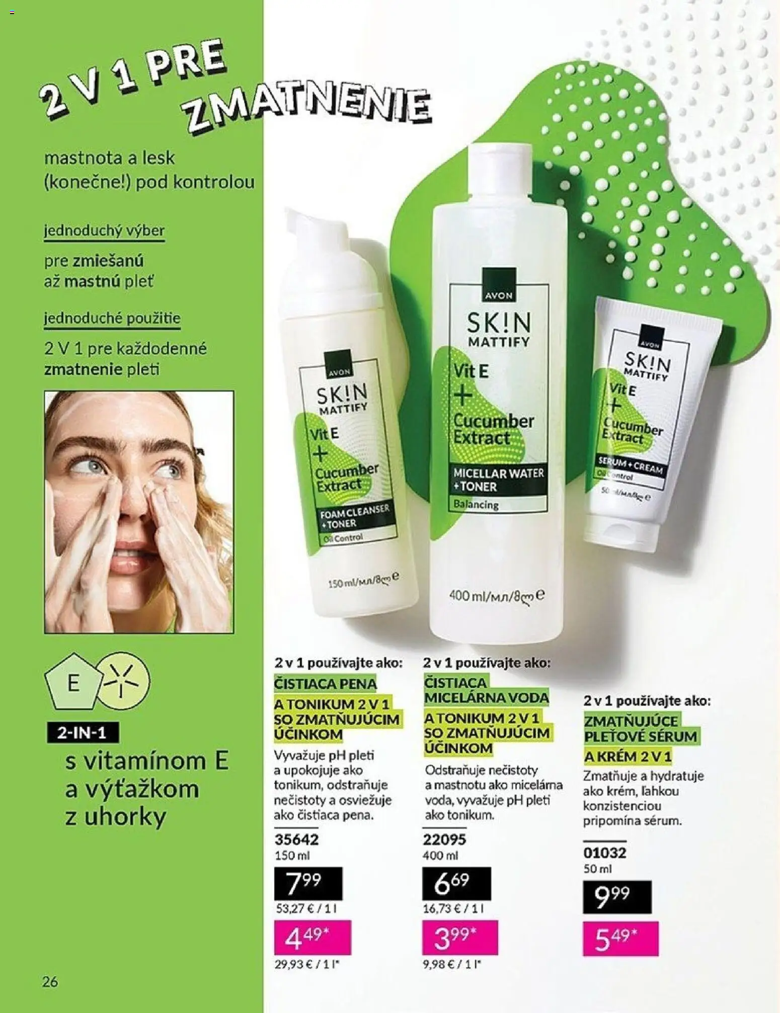 Nové Avon akcie – leták je platný od 01.01.2026 | Strana: 26 | Produkty: Krém, Voda, Toner, Uhorky