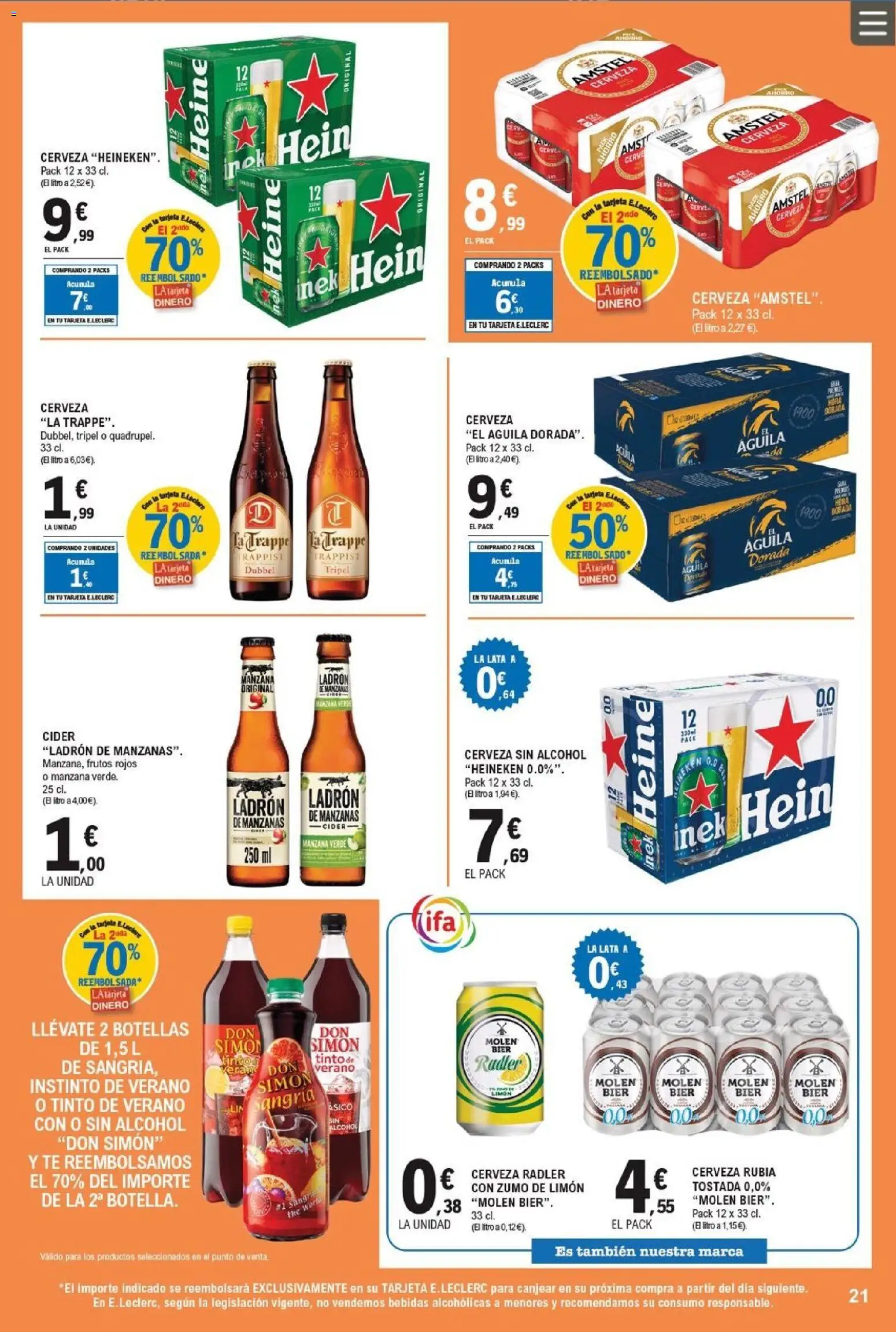 E.Leclerc folleto │ válido desde el 25.03.2026 | Página: 21 | Productos: Cerveza, Manzanas, Ροζ πιπέρι, Σπανάκι