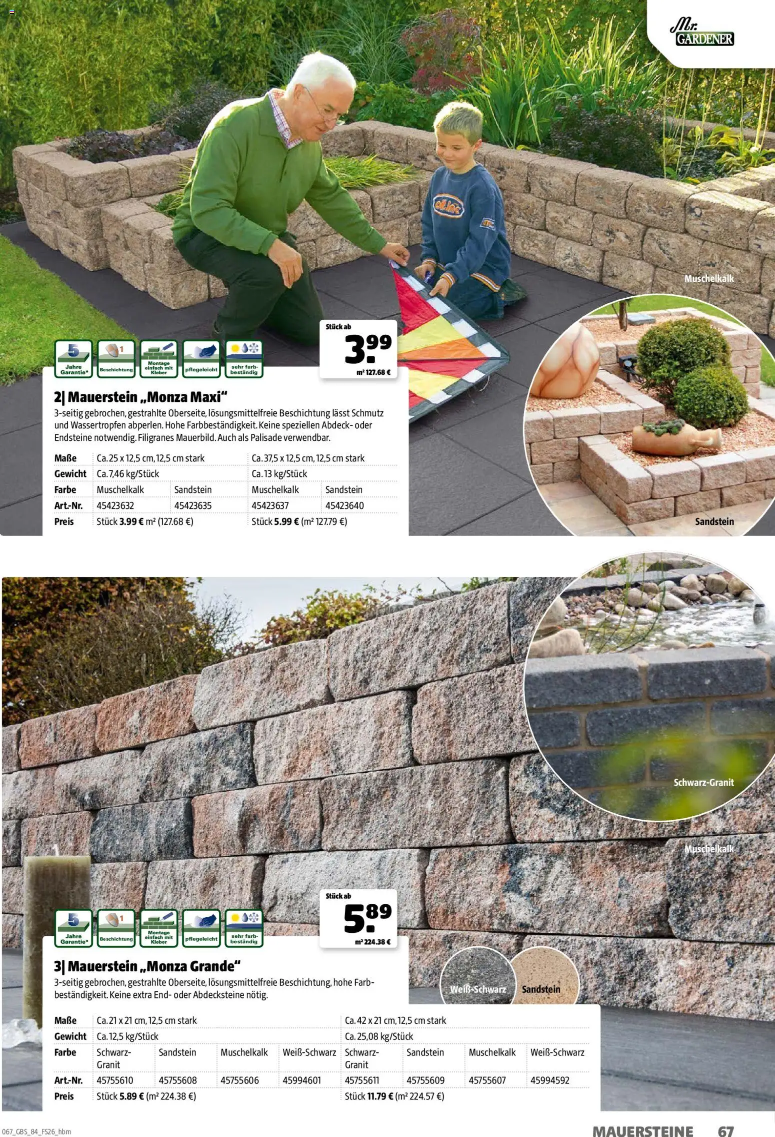 Hagebau Gartenbaustoffsortiment – gültig ab 02.03.2026 | Seite: 67 | Produkte: Gewicht