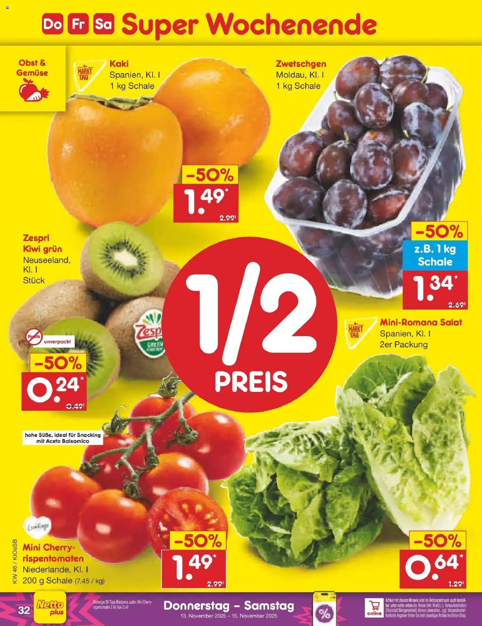 Netto Marken-Discount - Netto: Wochenangebote – gültig ab 10.11.2025 | Seite: 40 | Produkte: Balsamico, Zwetschgen, Gemüse, Kiwi