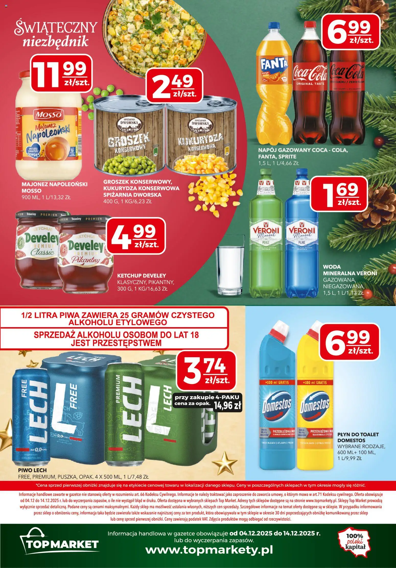 Top Market Gazetka mini od 04.12.2025 | Strona: 4 | Produkty: Groszek, Piwo, Woda, Majonez