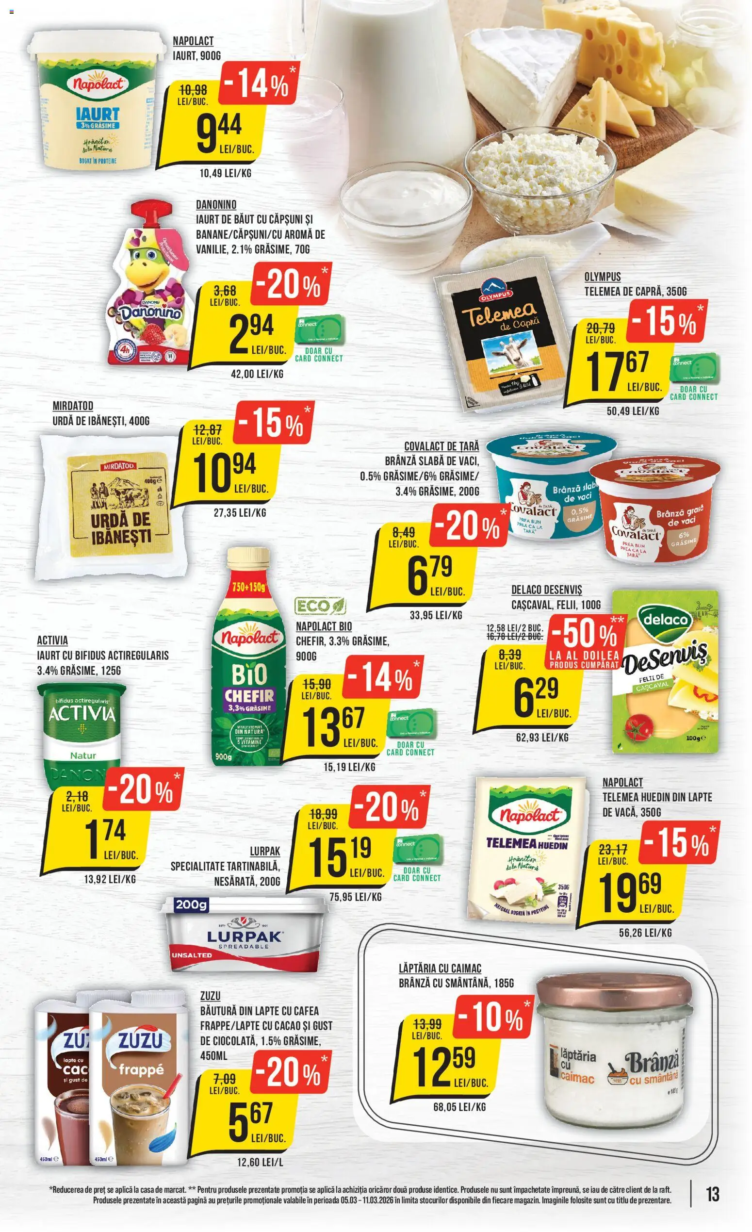 Noul catalog Mega Image – valabil de la 05.03.2026 | Pagină: 13 | Produse: Masaüstü kılıfı, Lapte, Iaurt, Smântână