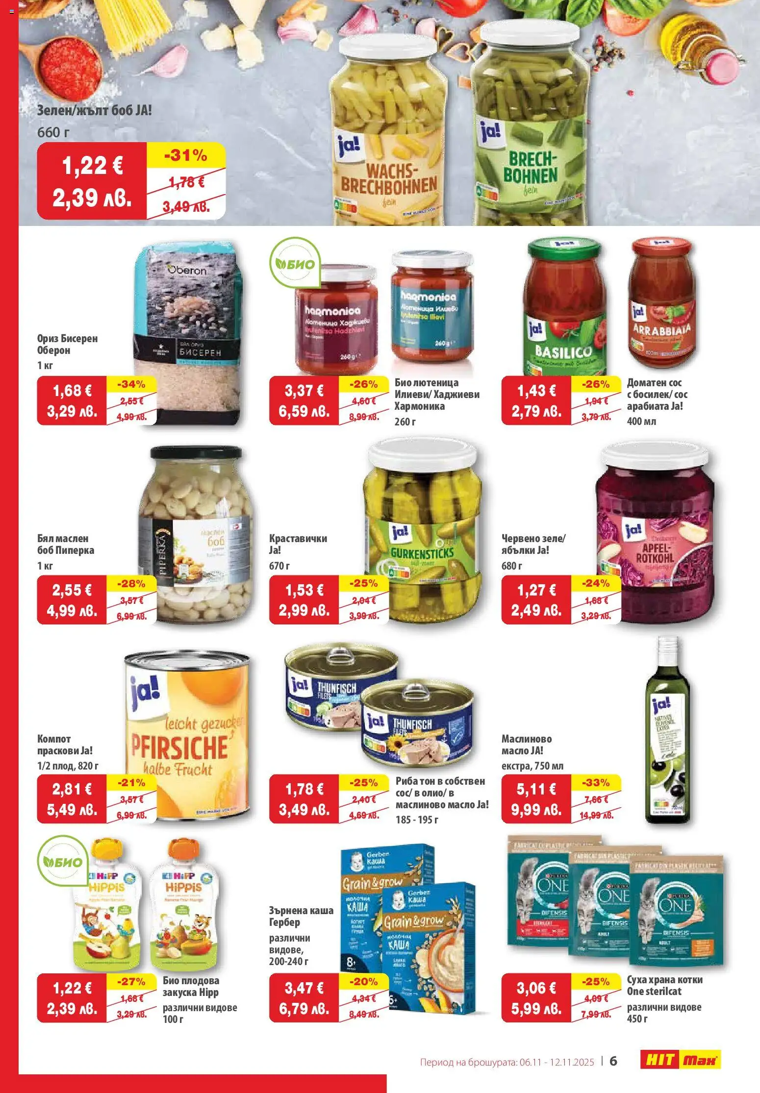 {H1} | Страница: 7 | Продукти: Ябълки, Праскови, Лютеница, Риба тон