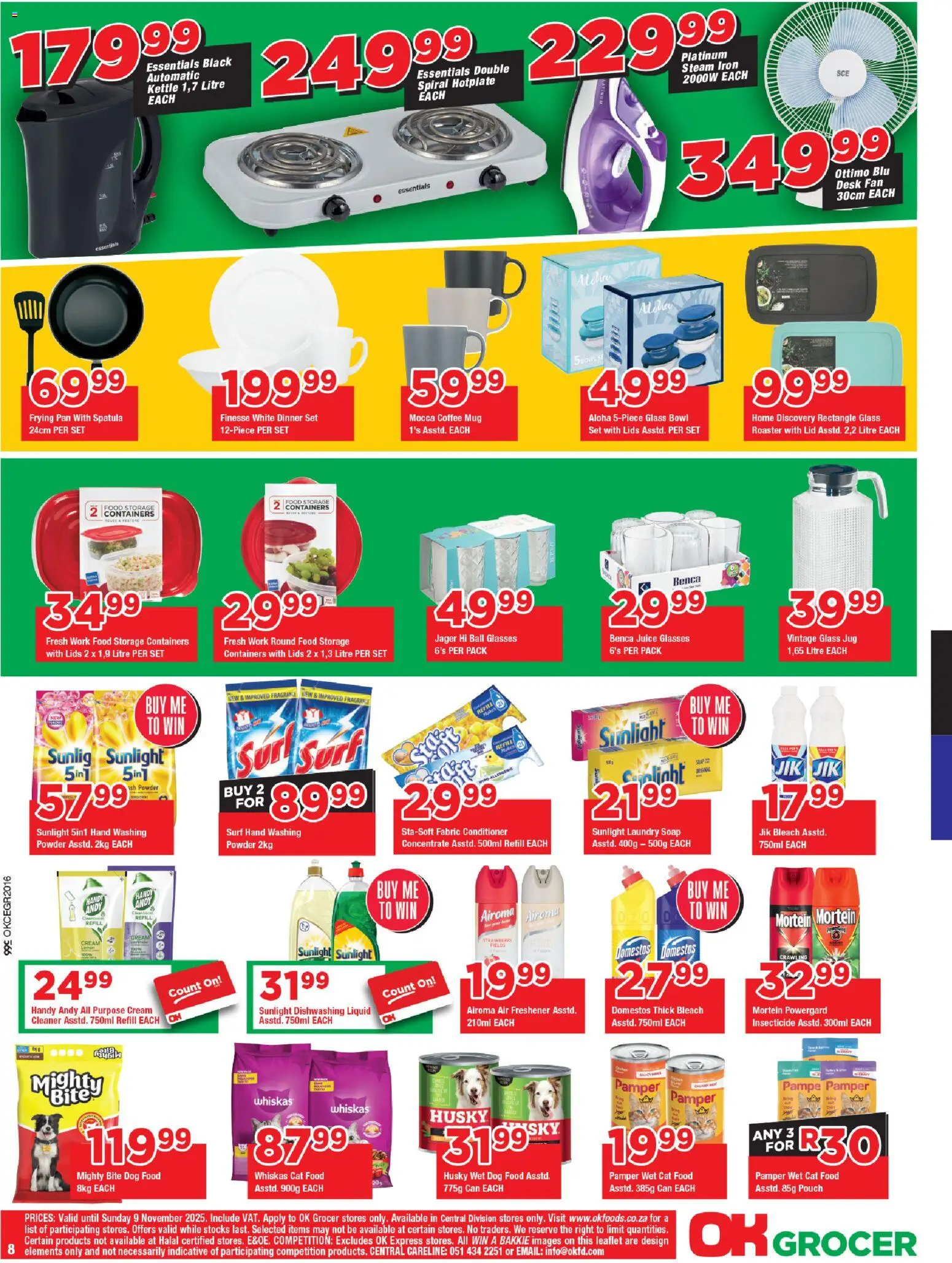 New OK Foods catalogue – valid from 24.10.2025 | Page: 8 | Products: Iron, Coffee, Cream, Cat food
