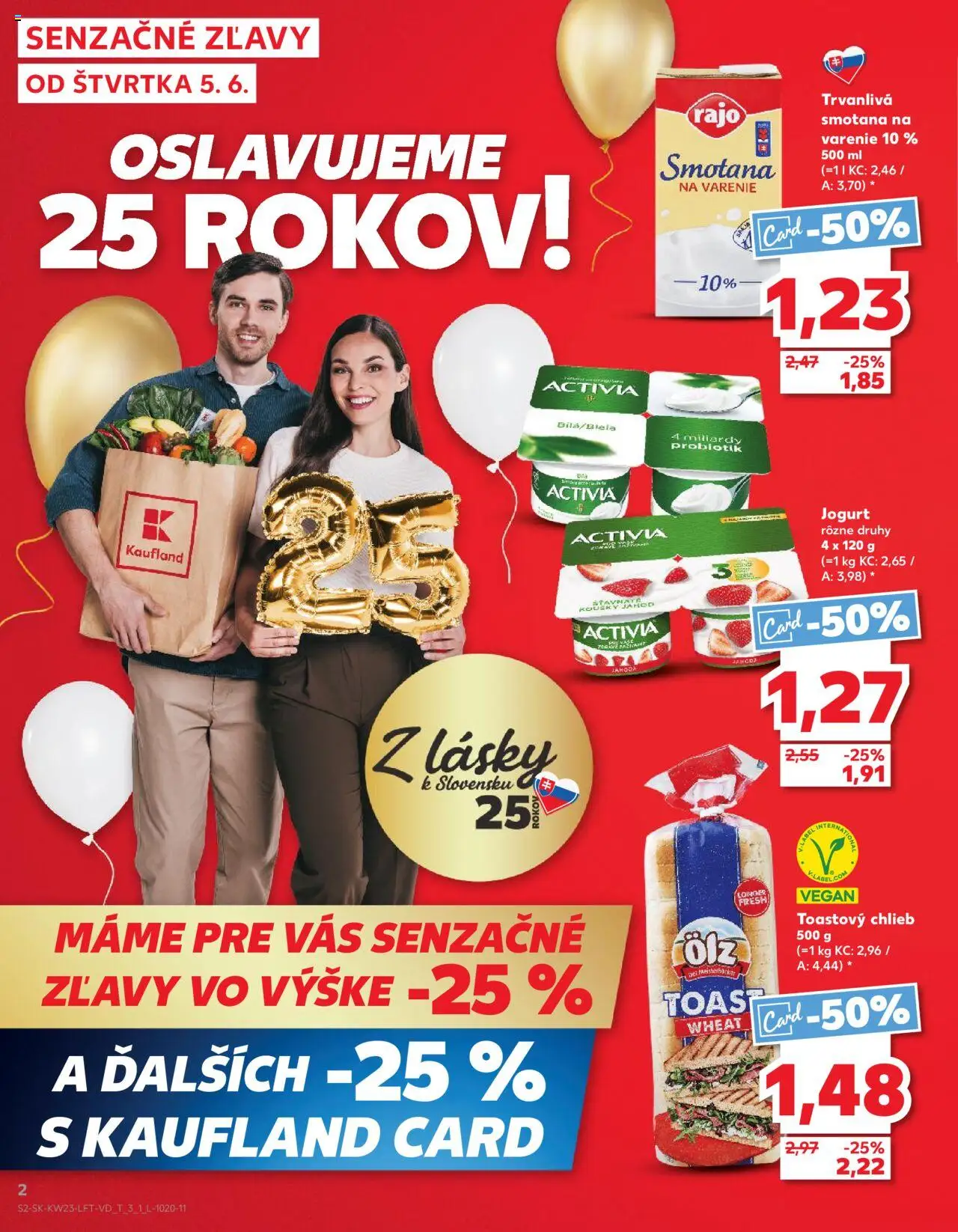 Nové Kaufland akcie – leták je platný od 05.06.2025 | Strana: 2 | Produkty: Jogurt, Chlieb, Smotana