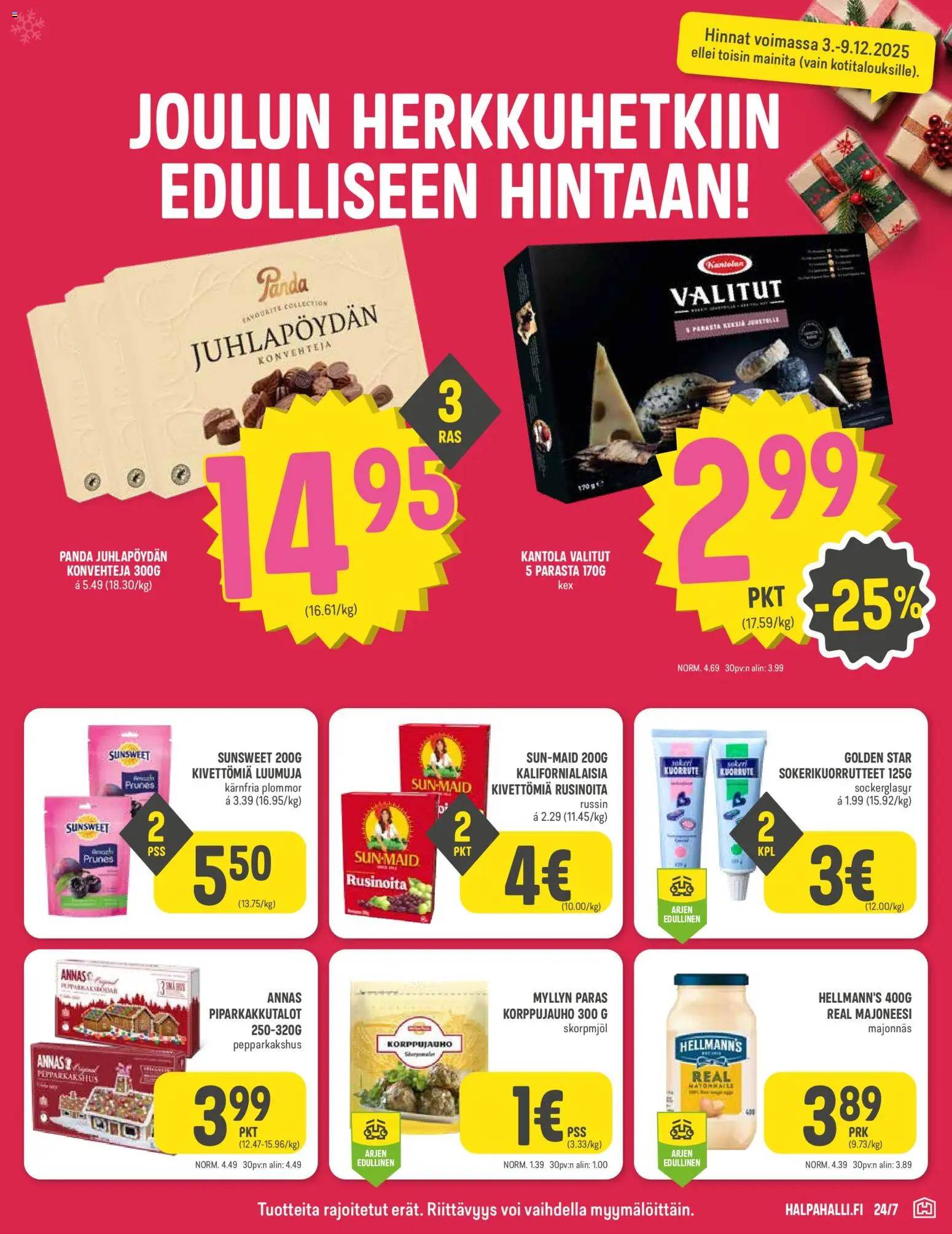 Halpa Halli tarjoukset – voimassa 03.12.2025 alkaen | Sivu: 5 | Tuotteet: Majoneesi, Voi