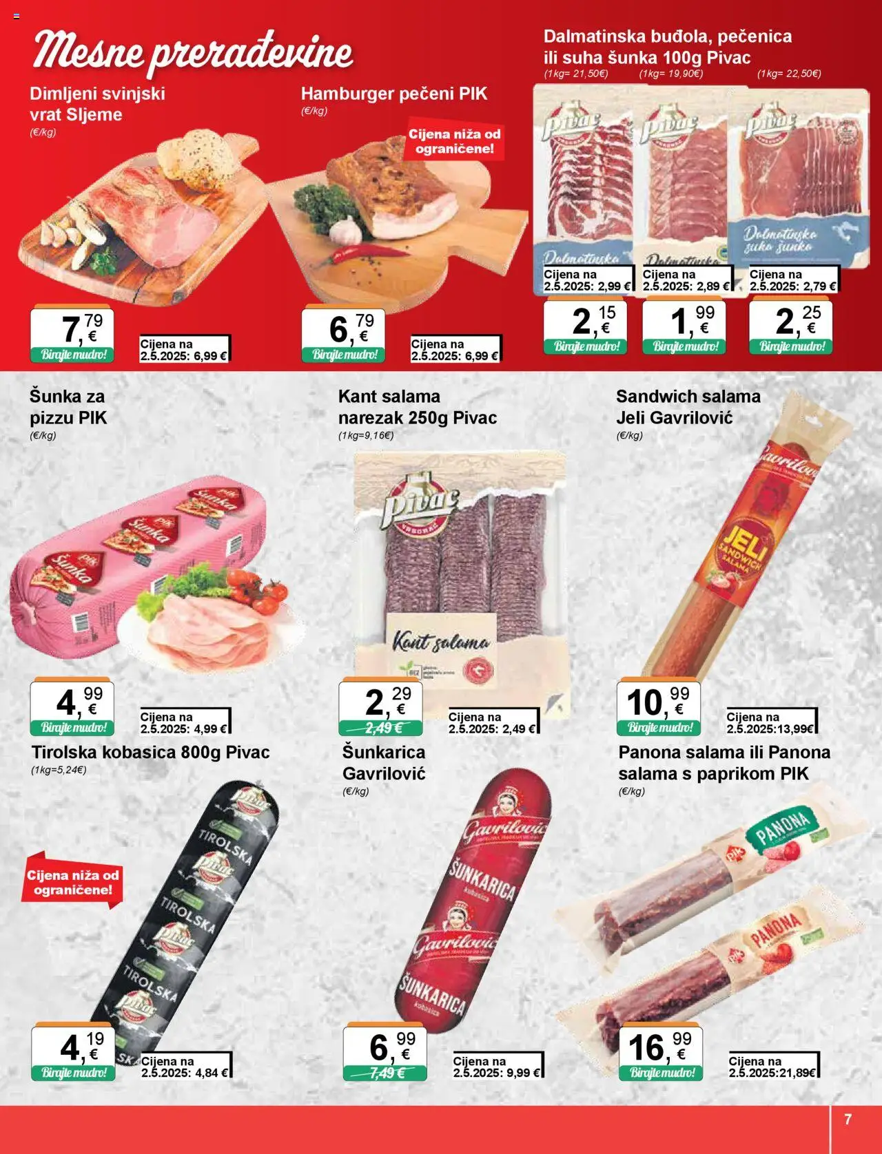 KTC katalog | vrijedi od 07.08.2025 | Stranica: 7 | Proizvodi: Salama, Šunka, Kobasica, Hamburger