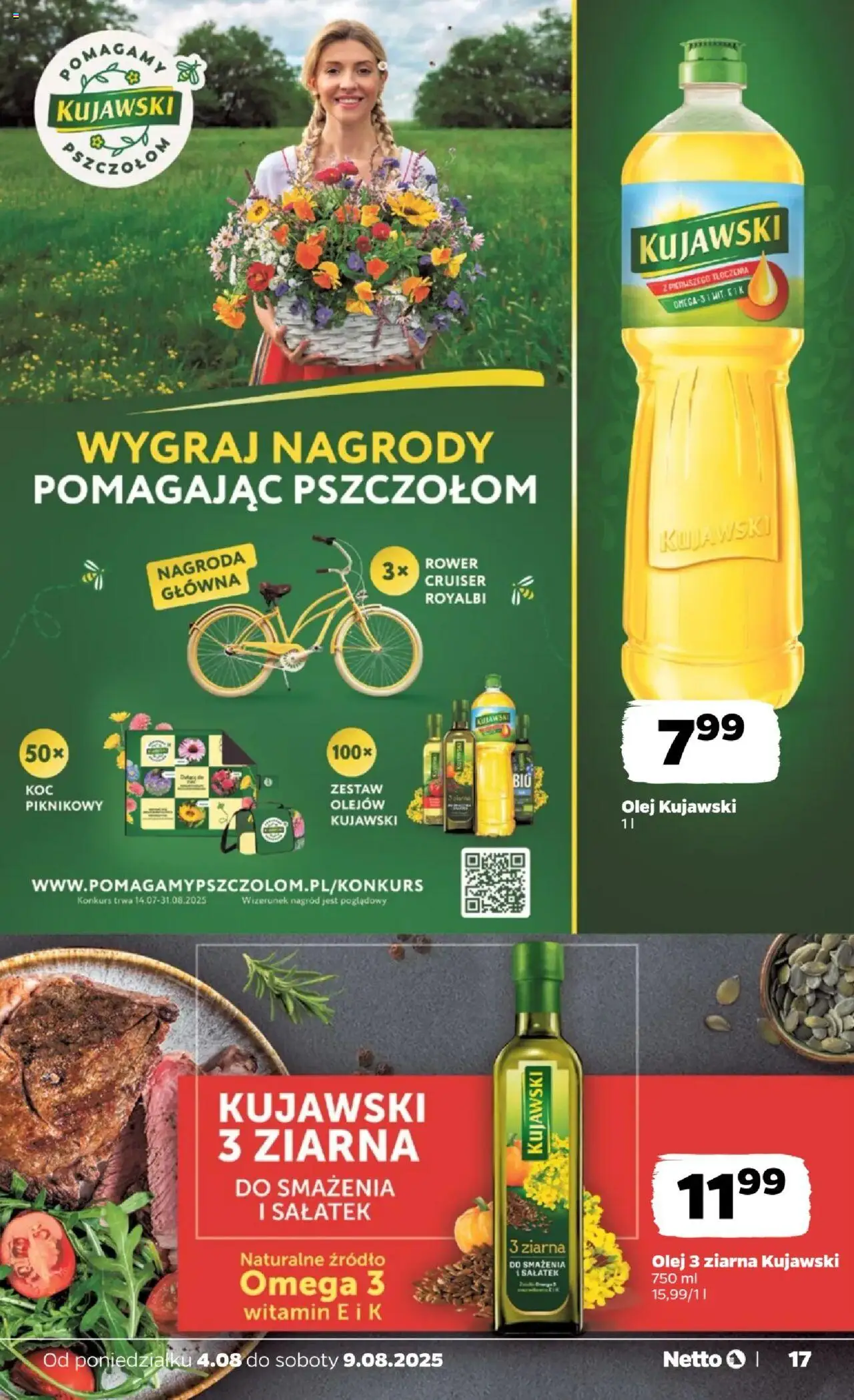 Netto gazetka - Spożywcza od 04.08.2025 | Strona: 17 | Produkty: Zestaw piknikowy, Rower, Olej kujawski, Olej