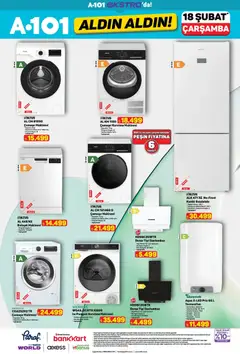 18.02.2026 tarihinden itibaren geçerli olan A101 kataloğu önizlemesi | Sayfa: 19 | Ürünler: Davlumbaz, Priz, Yağ, Kurutma makinesi