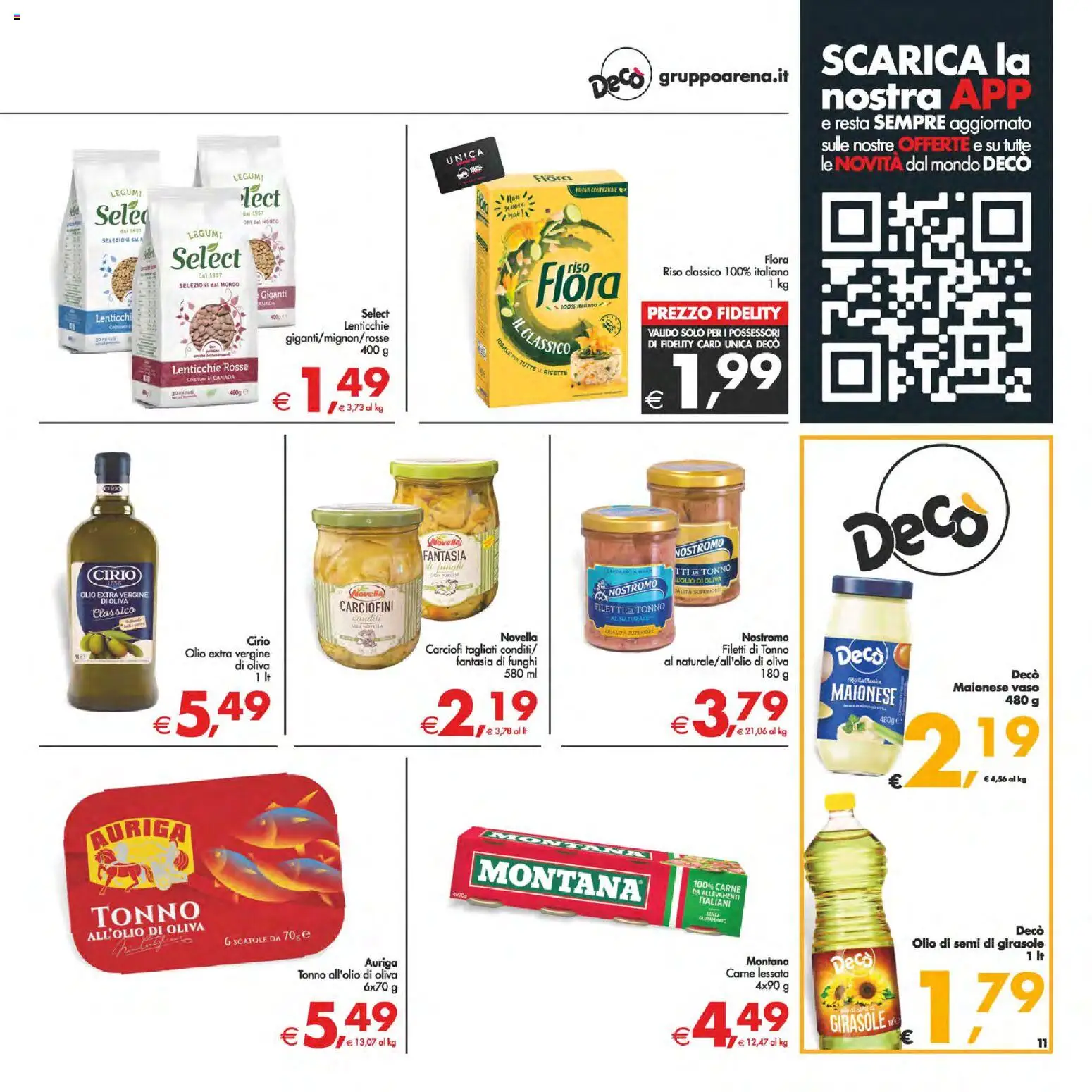 Volantino Decò del 24.10.2025 | Pagina: 11 | Prodotti: Legumi, Maionese, Olio extra vergine, Vaso