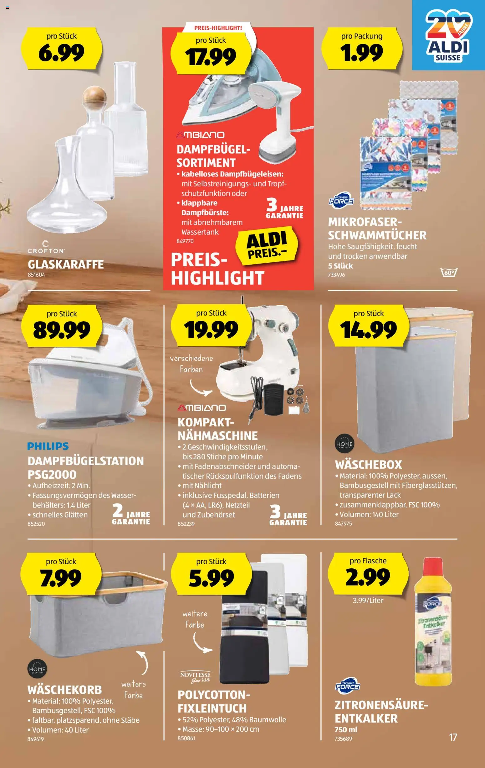 Aldi - Black Friday – gültig ab 27.11.2025 | Seite: 18 | Produkte: Nähmaschine, Wasser, Netzteil, Philips