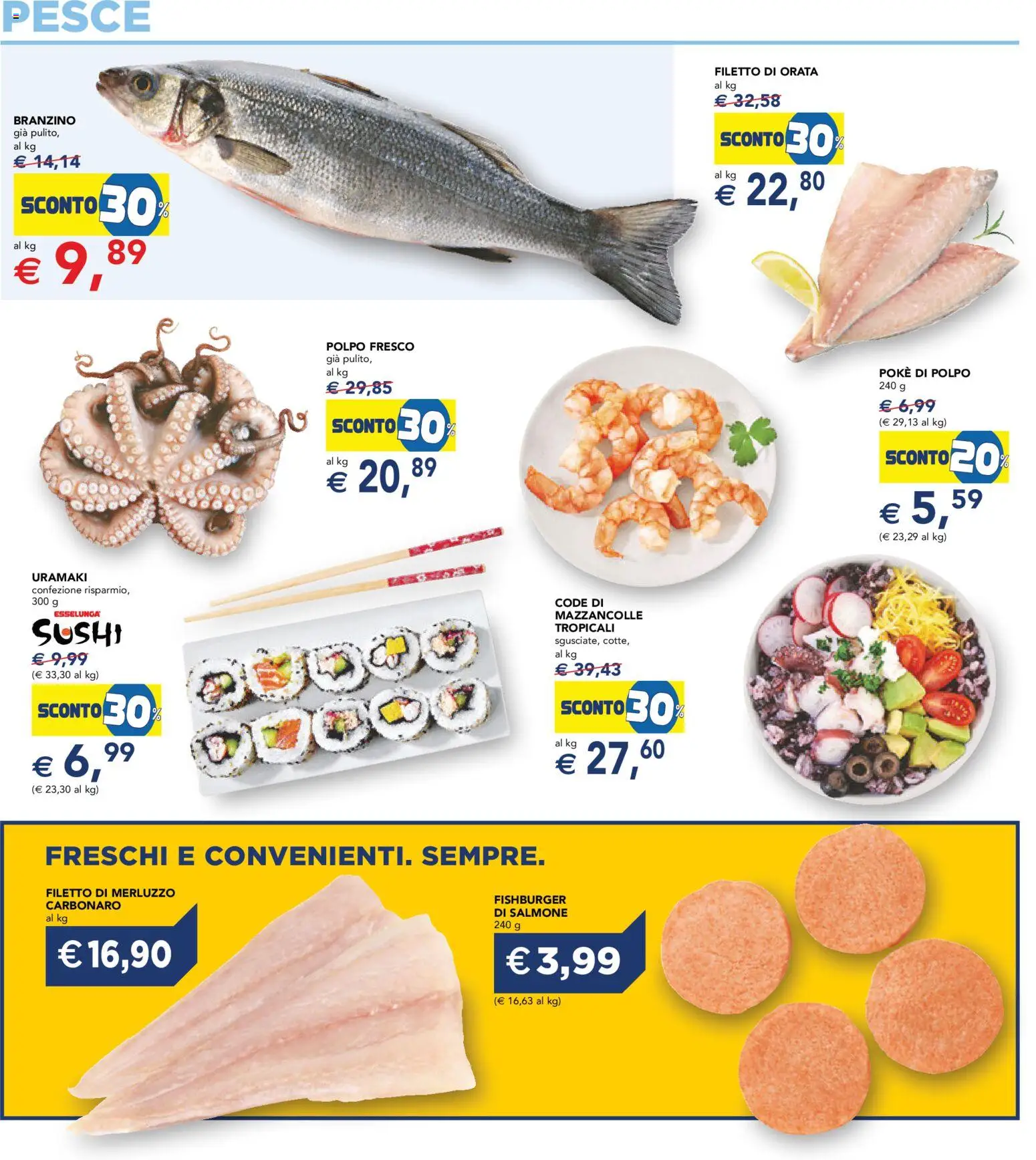 Volantino Esselunga S del 29.01.2026 | Pagina: 14 | Prodotti: Pesce, Merluzzo, Polpo, Branzino