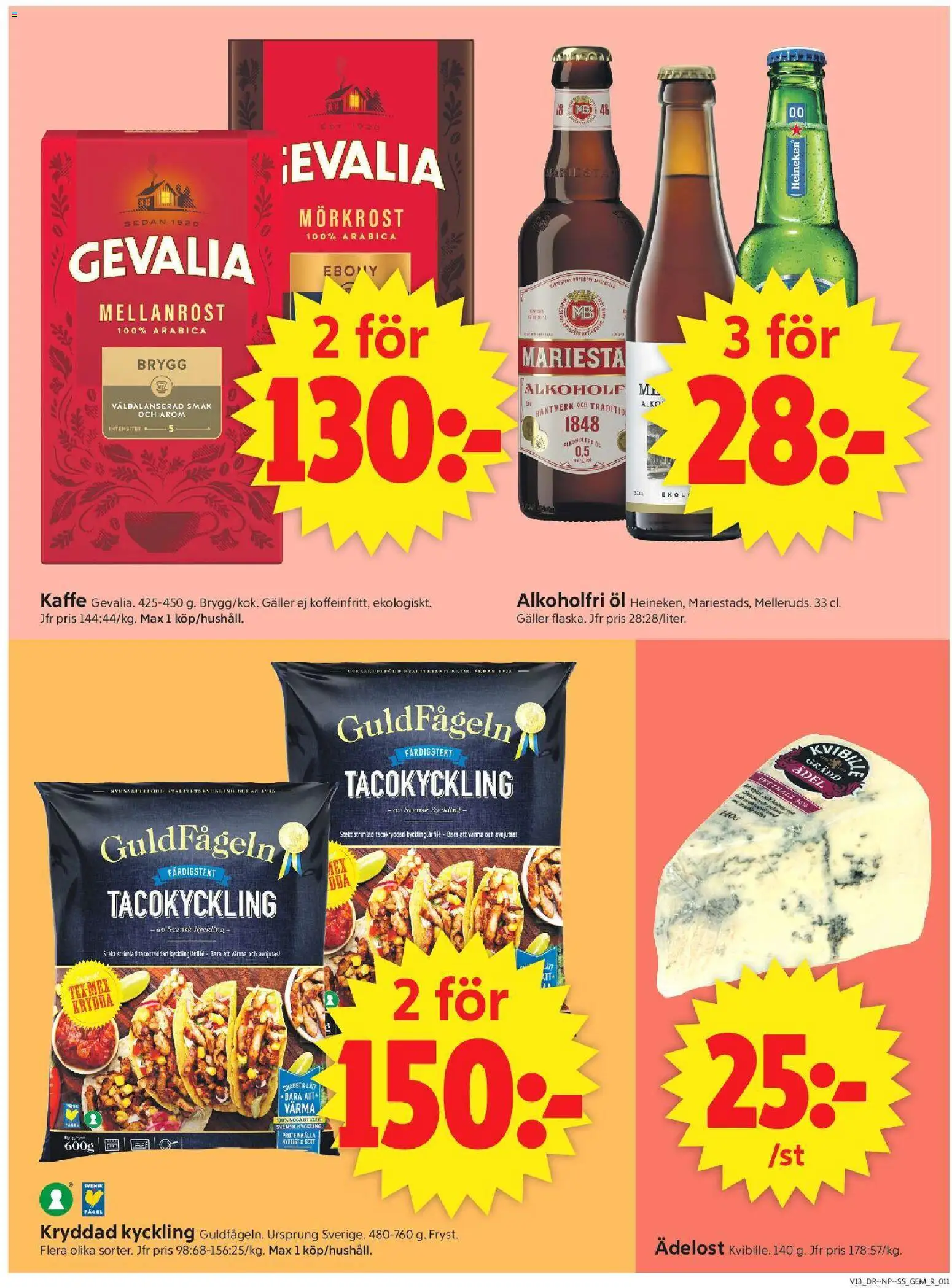 ICA Supermarket reklamblad aktuell från 23.03.2026 | Sida: 13 | Produkter: Gem, Galler, Kaffe, Öl