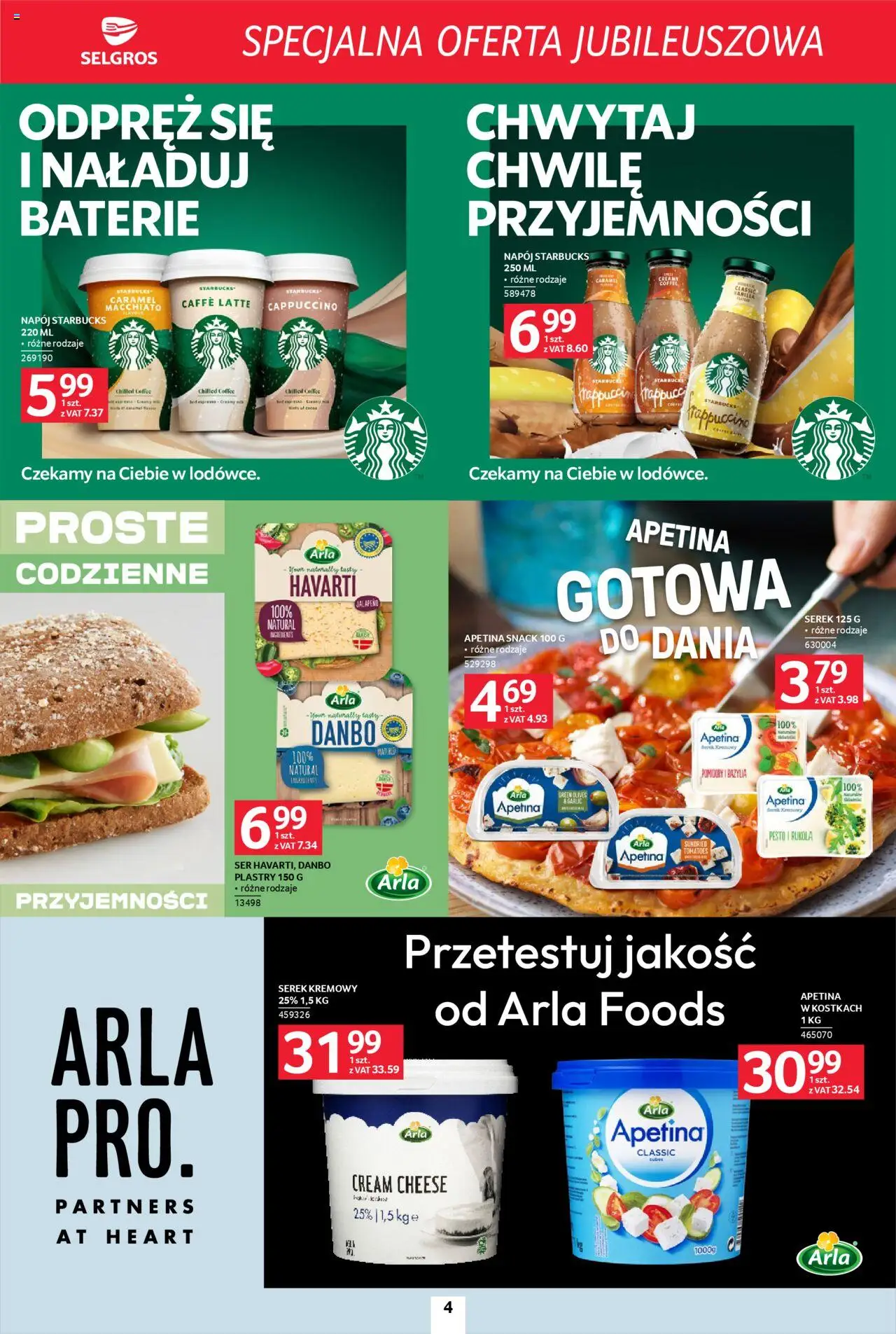 Selgros cash&carry Gazetka - Specjalna oferta jubileuszowa od 11.09.2025 | Strona: 4 | Produkty: Serek, Cappuccino, Rukola, Pomidory