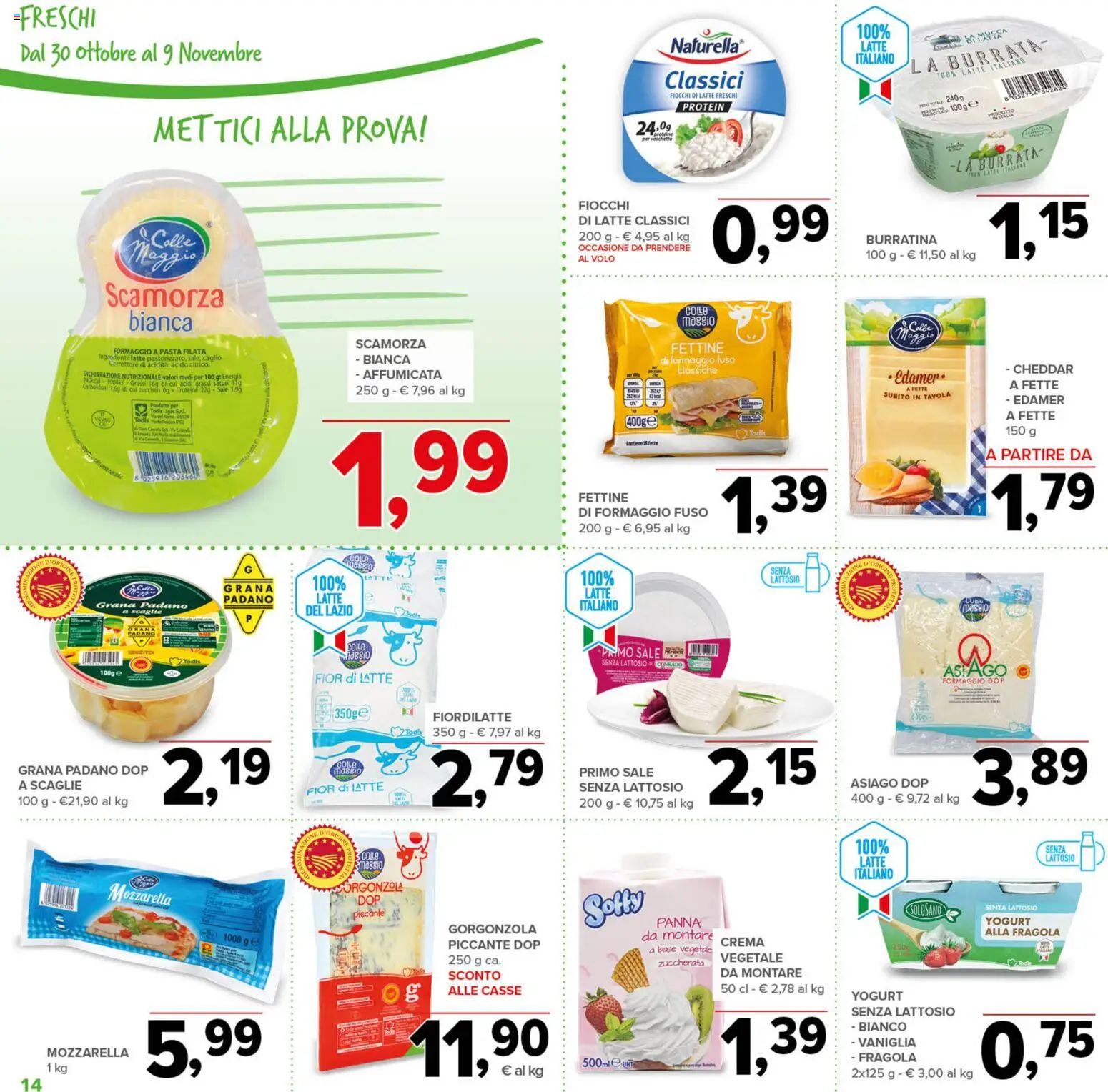 Volantino Todis del 30.10.2025 | Pagina: 14 | Prodotti: Crema, Panna, Fiocchi, Sale