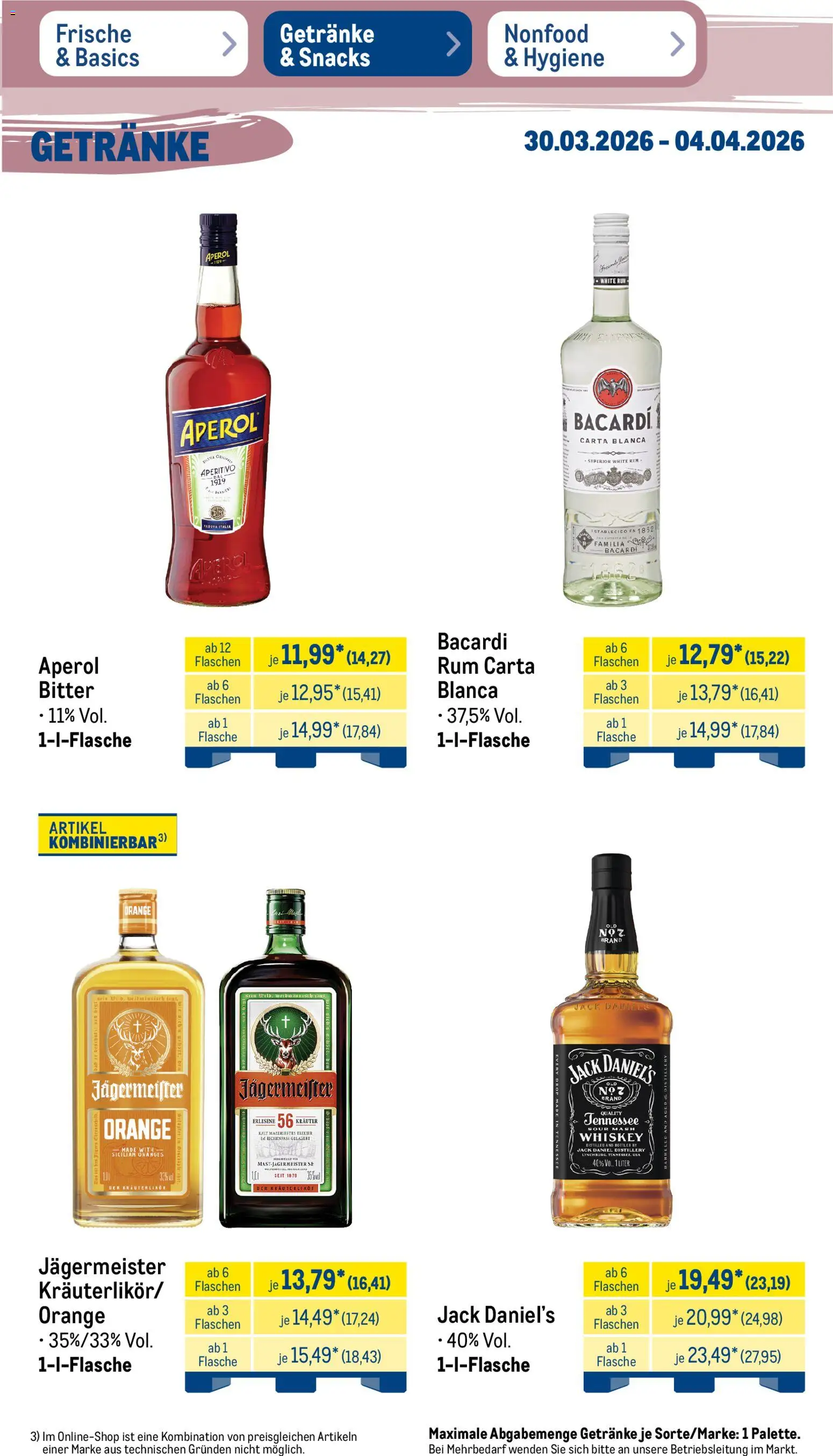 Metro Prospekt 	 – gültig ab 30.03.2026 | Seite: 35 | Produkte: Bacardi, Rum, Jägermeister, Aperol