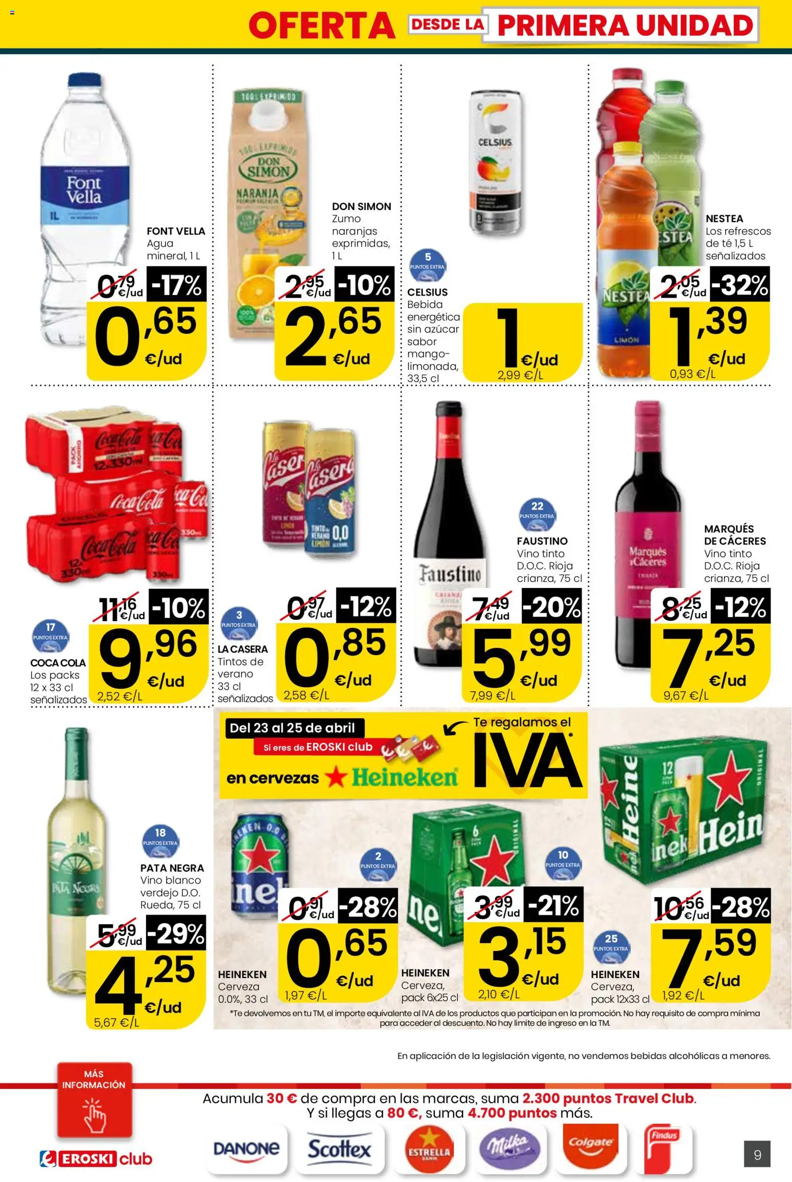 Eroski Quieres ahorrar conmigo City │ válido desde el 16.04.2026 | Página: 9 | Productos: Vino, Naranjas, Ροζ πιπέρι, Σπανάκι