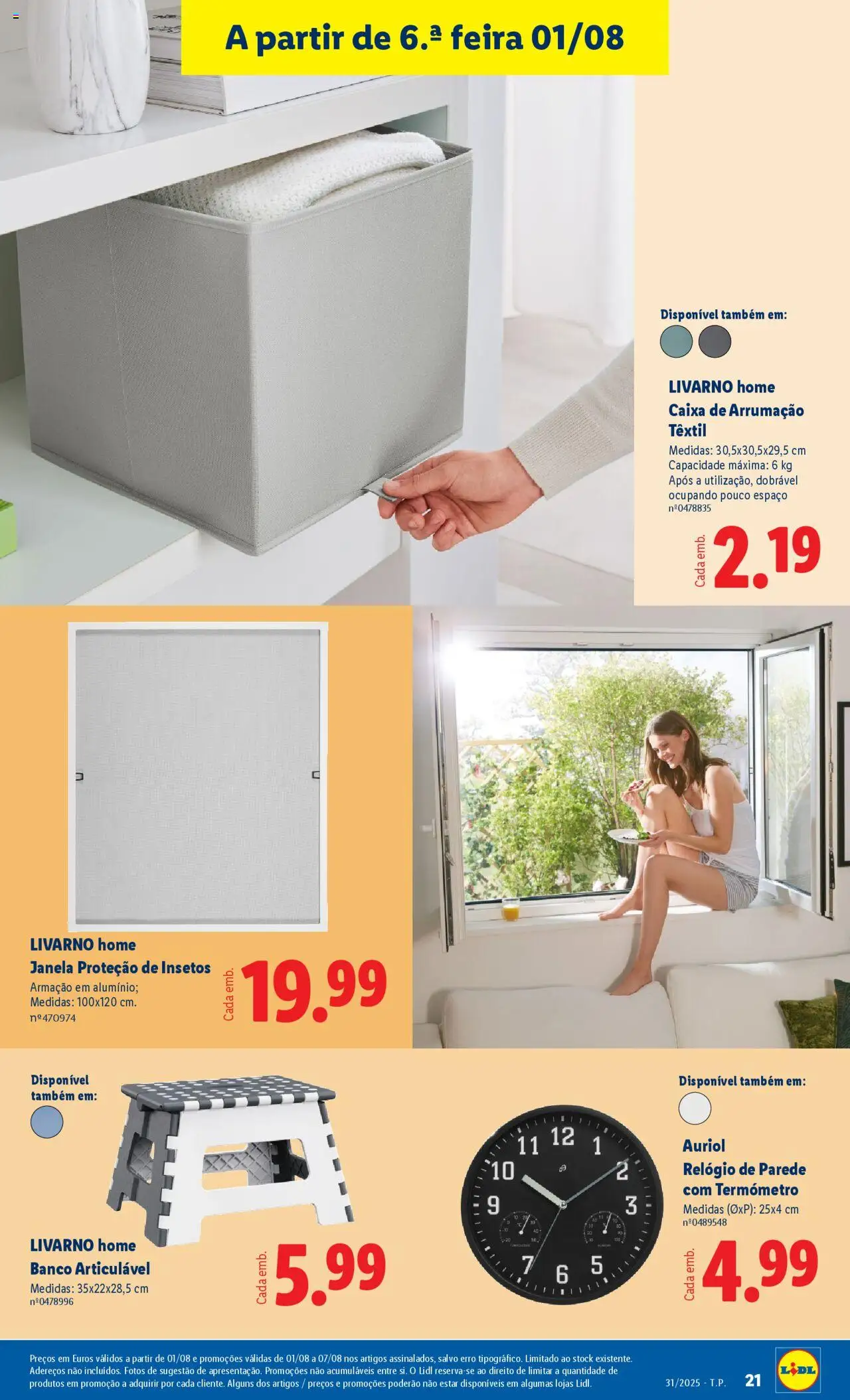 Lidl Novidades │ válido de 28.07.2025 | Página: 21 | Produtos: Relógio, Termómetro, Banco, Janela