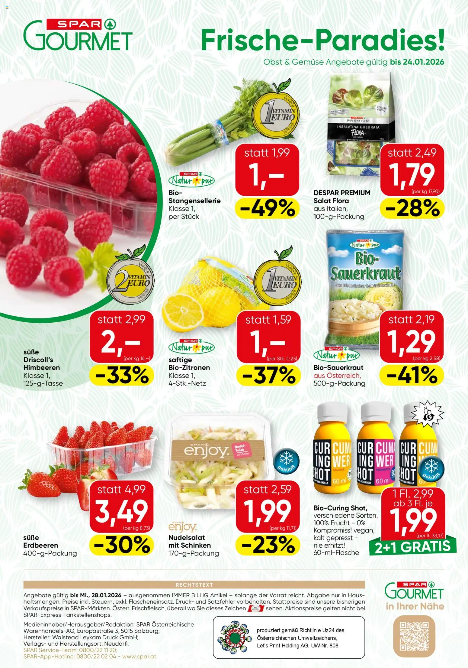SPAR Gourmet Flugblatt gültig ab 22.01.2026 | Seite: 8 | Produkte: Salat, Gemüse, Obst, Schinken