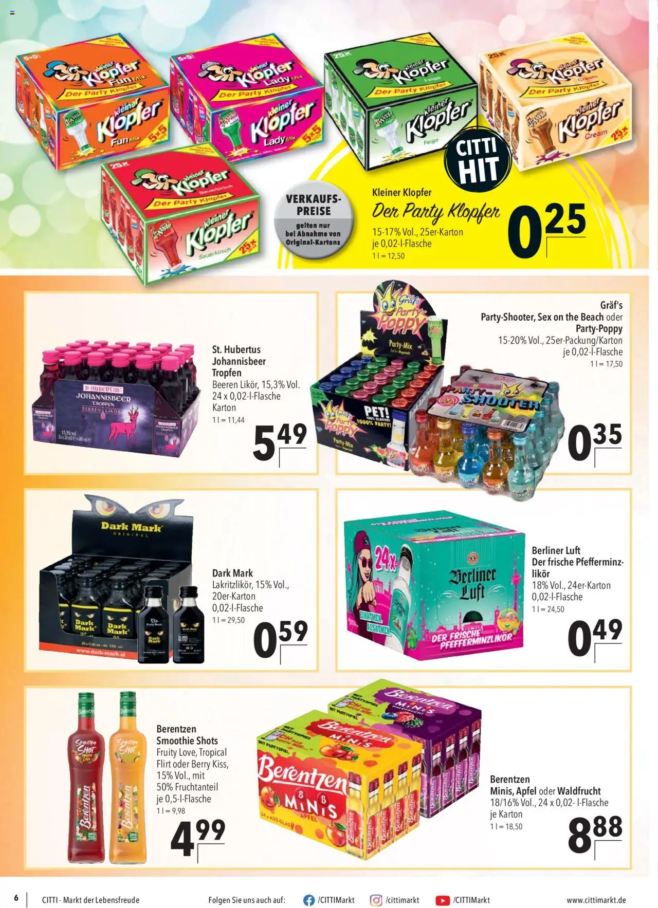 CITTI Markt - Kioskwerbung - gültig ab dem 13.08.2025 | Seite: 6 | Produkte: Berliner, Likör, Äpfel, Berentzen
