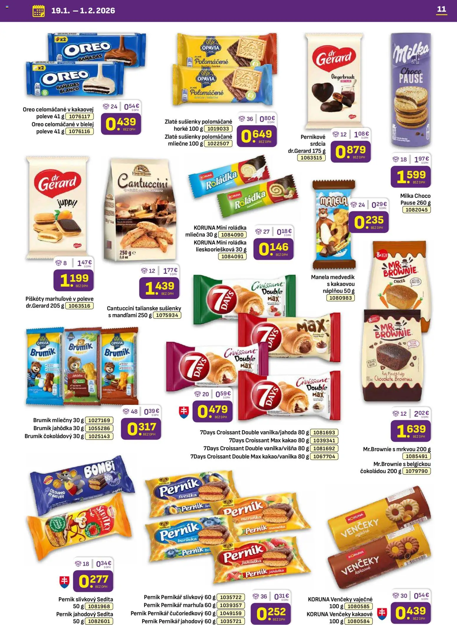 Nové Libex akcie – leták je platný od 19.01.2026 | Strana: 11 | Produkty: Croissant, Milka, Kakao