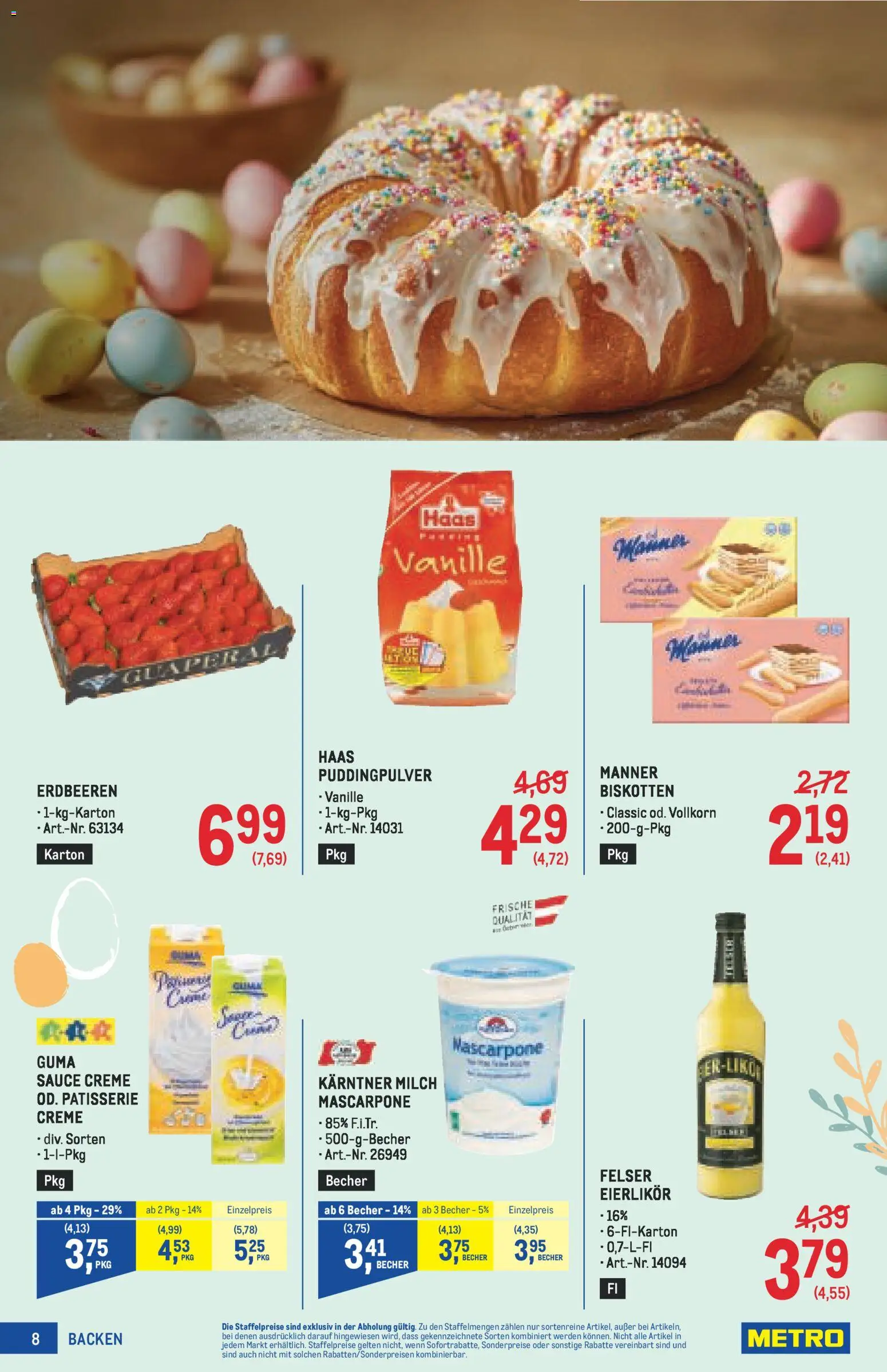 Metro - Ostern & Frühling Spezial gültig ab 19.03.2026 | Seite: 8 | Produkte: Erdbeeren, Milch, Creme