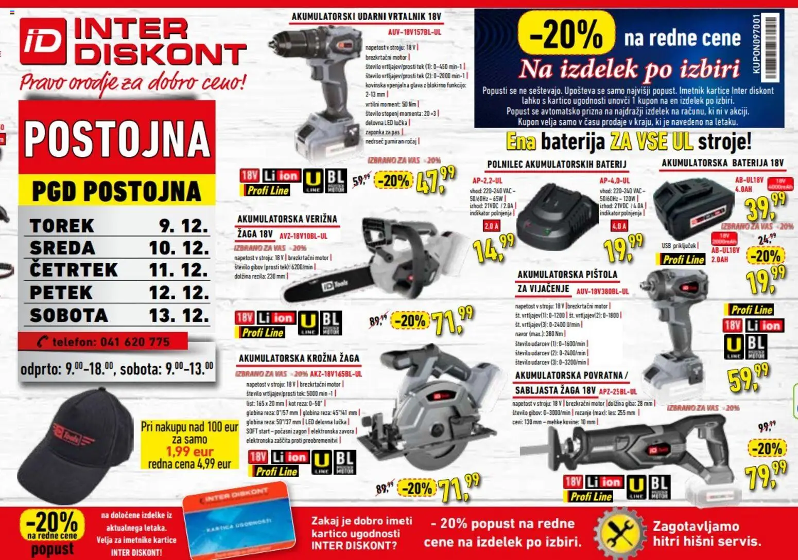 Novi Inter Diskont katalog ponudbe – veljaven od 09.12.2025 | Stran: 1 | Izdelki: Baterija, Orodje, Vrtalnik, Pas
