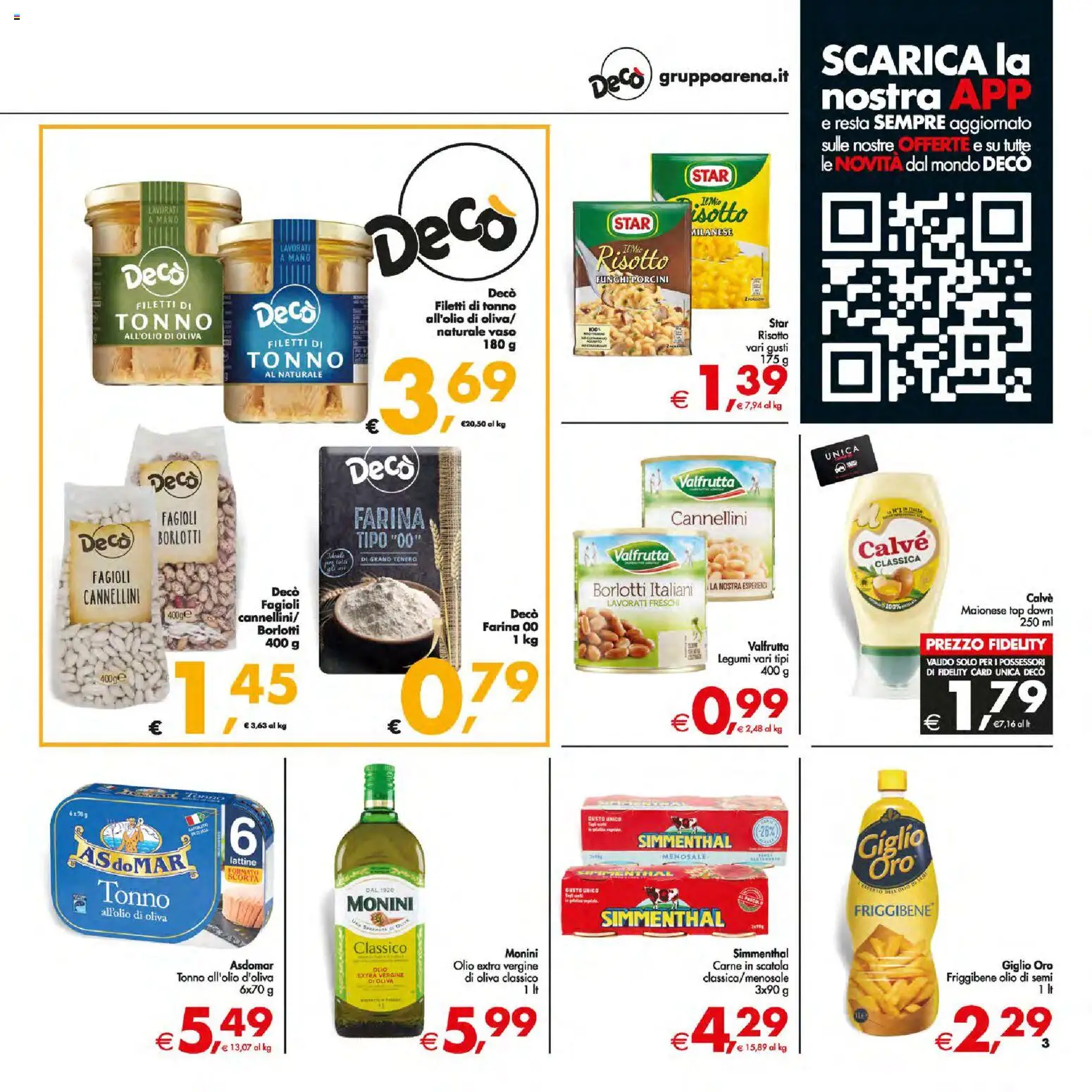 Volantino Decò del 05.01.2026 | Pagina: 3 | Prodotti: Legumi, Farina, Tonno, Olio extra vergine