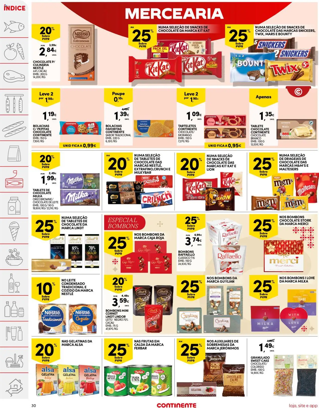 Continente folheto │ válido de 07.10.2025 | Página: 30 | Produtos: Gelatina, Bolachas, Chocolates, Sal