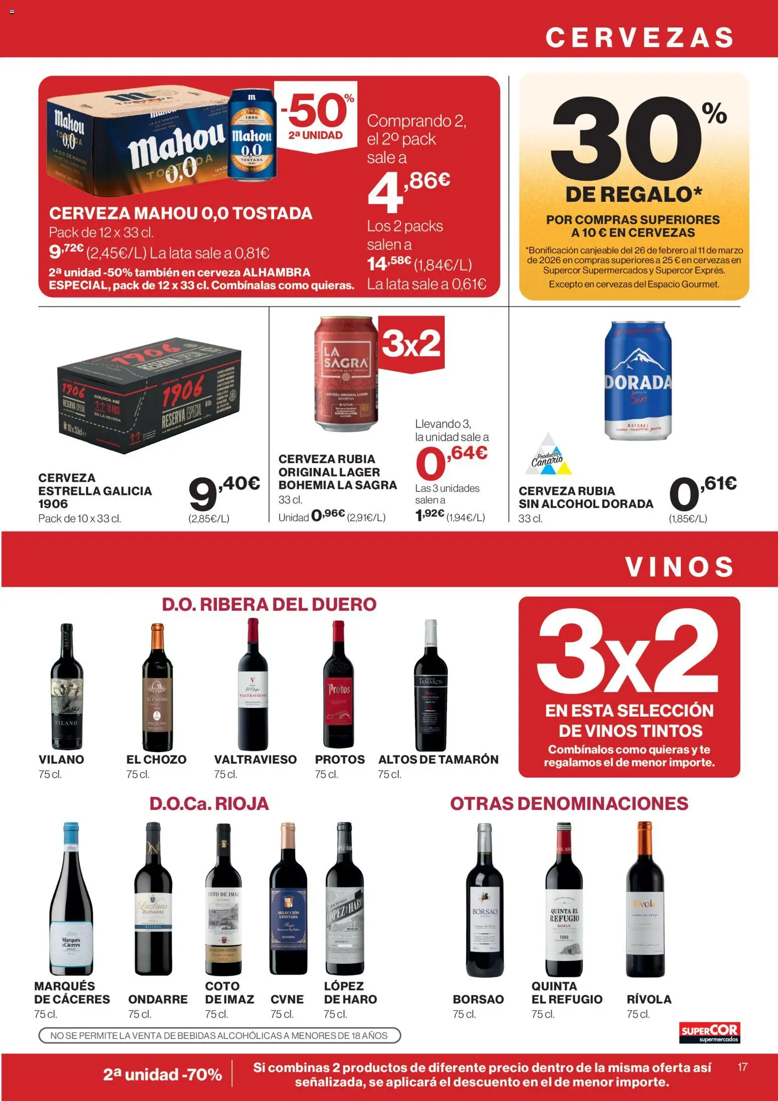 Supercor Canarias │ válido desde el 12.02.2026 | Página: 17 | Productos: Cerveza, Té, Nevera