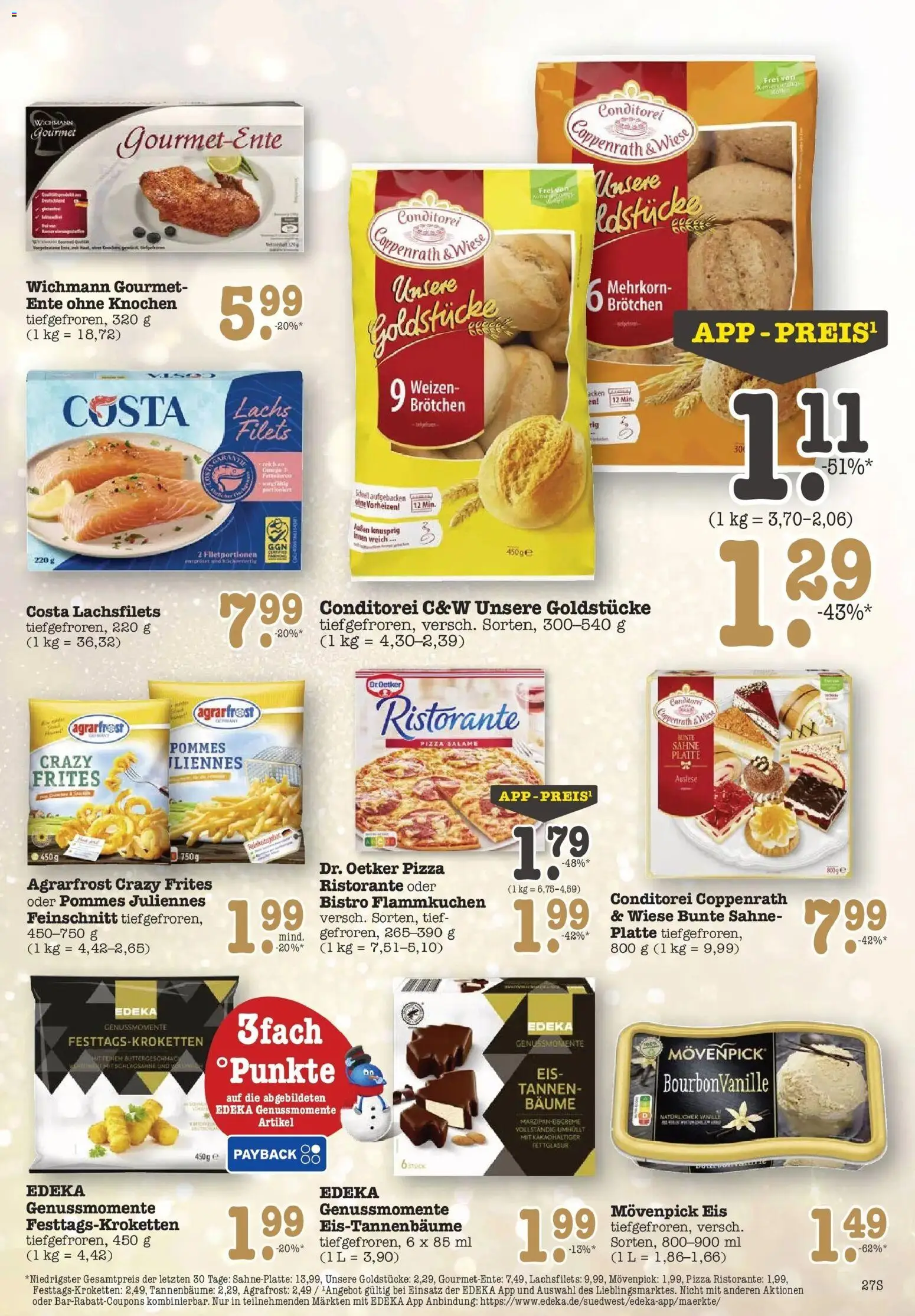 Edeka prospekt Offenbach	 – gültig ab 14.12.2025 | Seite: 27 | Produkte: Pommes, Movenpick eis, Pizza, Eis