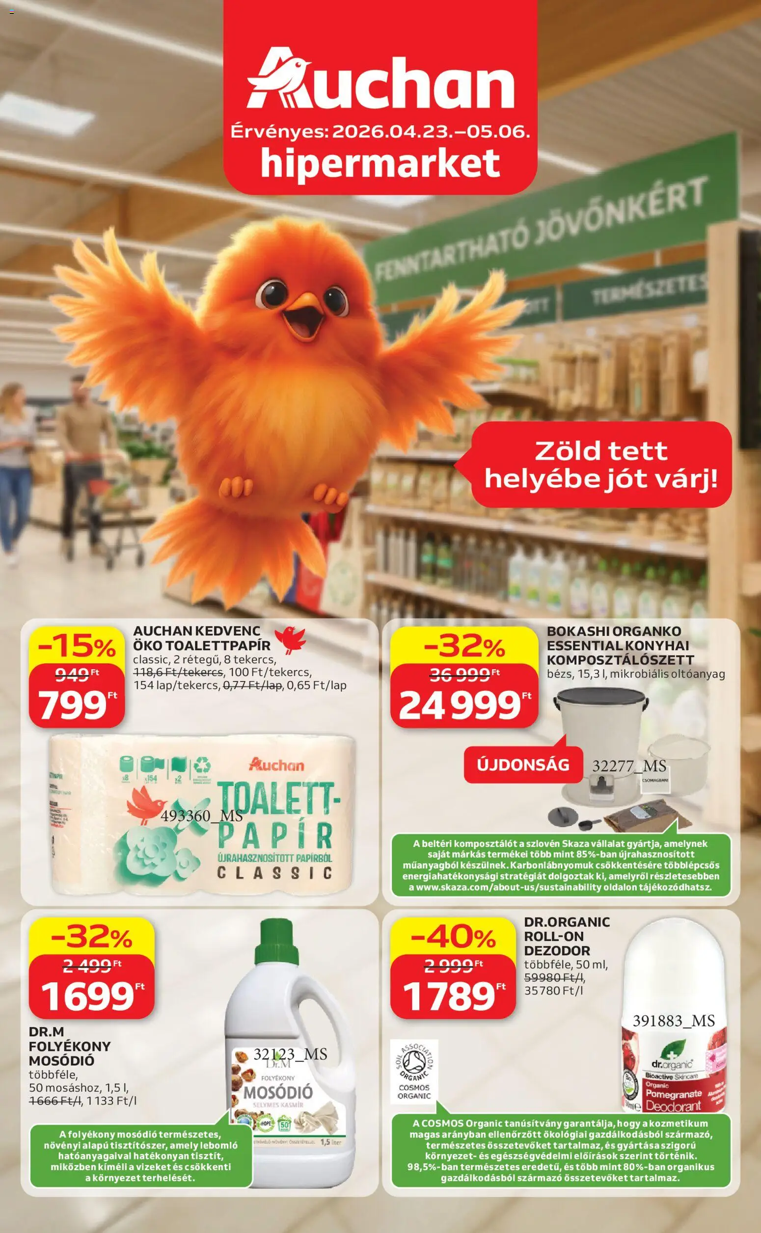 Auchan akciós ujság - amely érvényes a következő dátumtól: 23.04.2026 | Oldal: 1 | Termékek: Dezodor