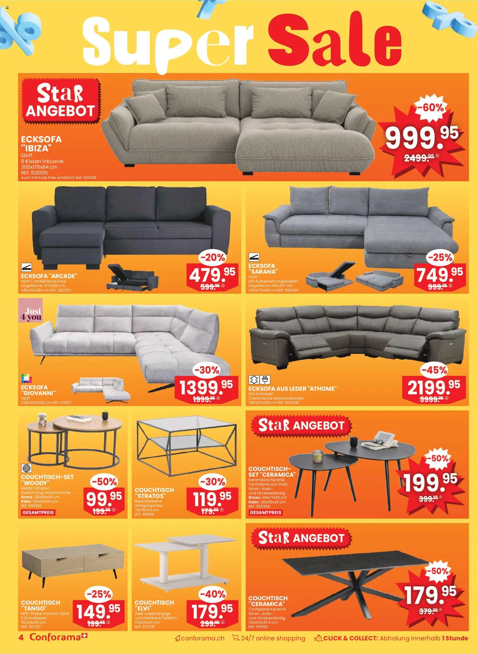 Conforama Aktionen – gültig ab 07.01.2026 | Seite: 4 | Produkte: Kissen, Couchtisch, Liege, Ecksofa