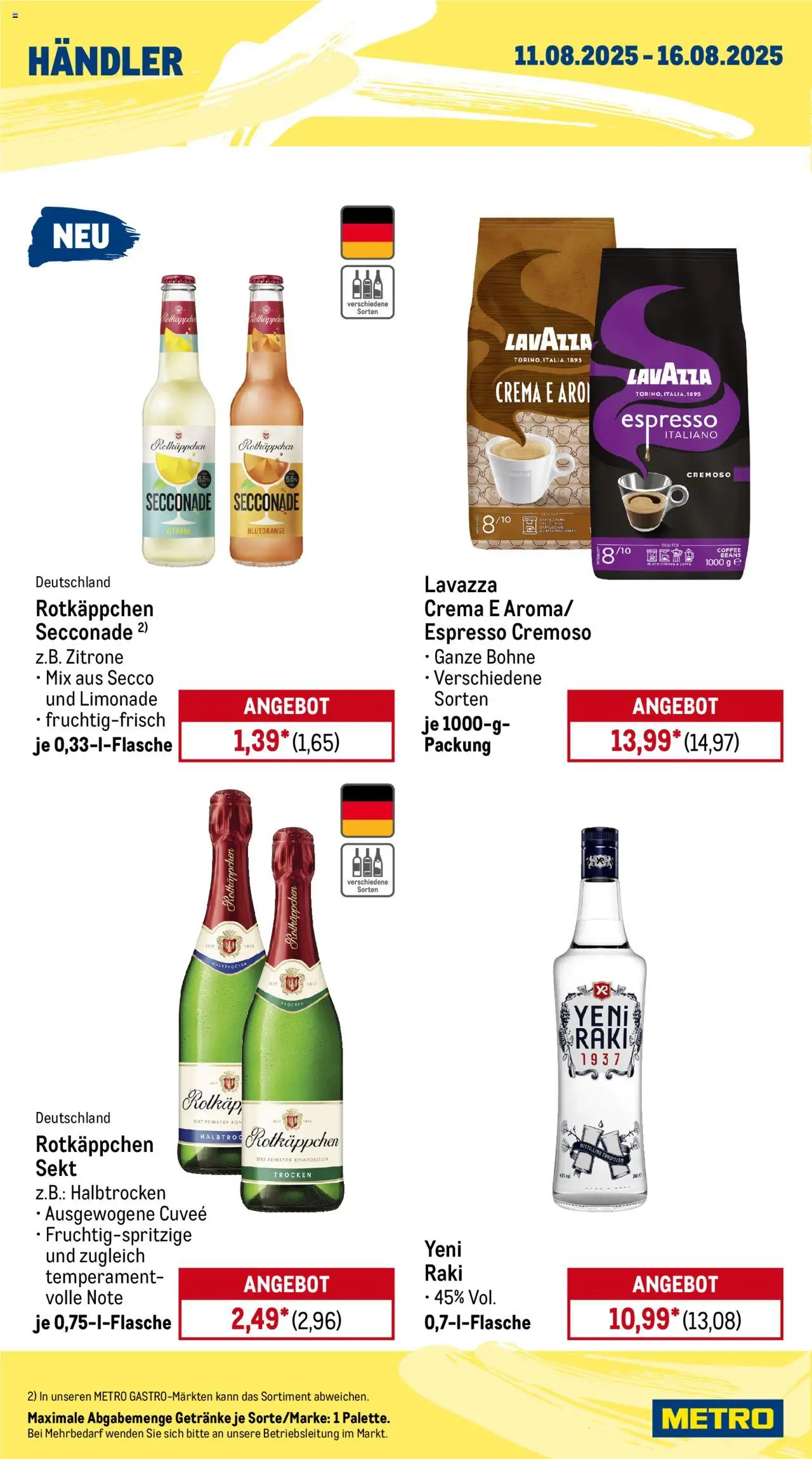 Metro Wochen-Angebote Händler - gültig ab dem 11.08.2025 | Seite: 2 | Produkte: Lavazza, Sekt, Zitrone, Rotkäppchen