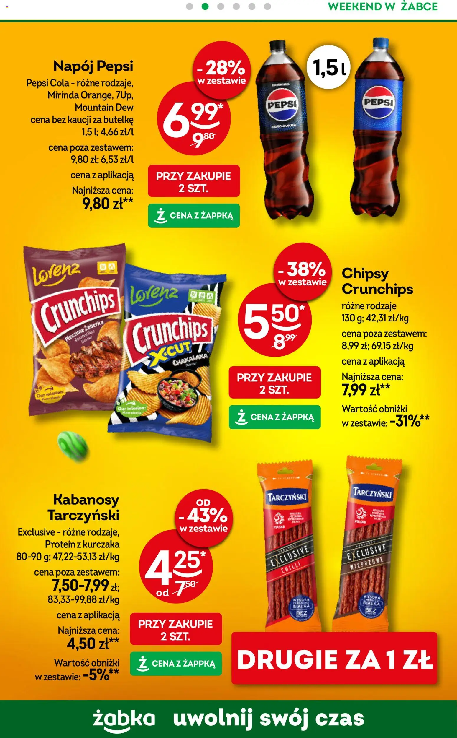 Żabka gazetka - Weekendowe promocje od 03.04.2026 | Strona: 3 | Produkty: Chipsy, Pepsi, Kabanosy