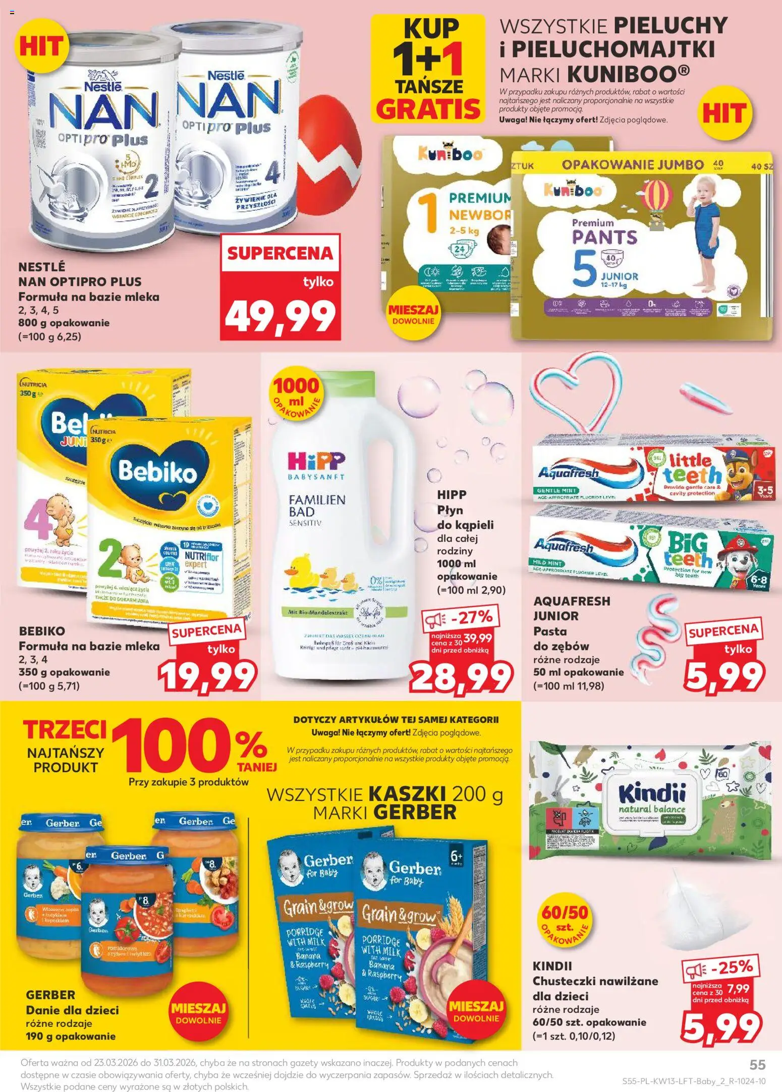 Kaufland gazetka od 26.03.2026 | Strona: 55 | Produkty: Mleka, Pieluchomajtki, Nestle nan optipro plus